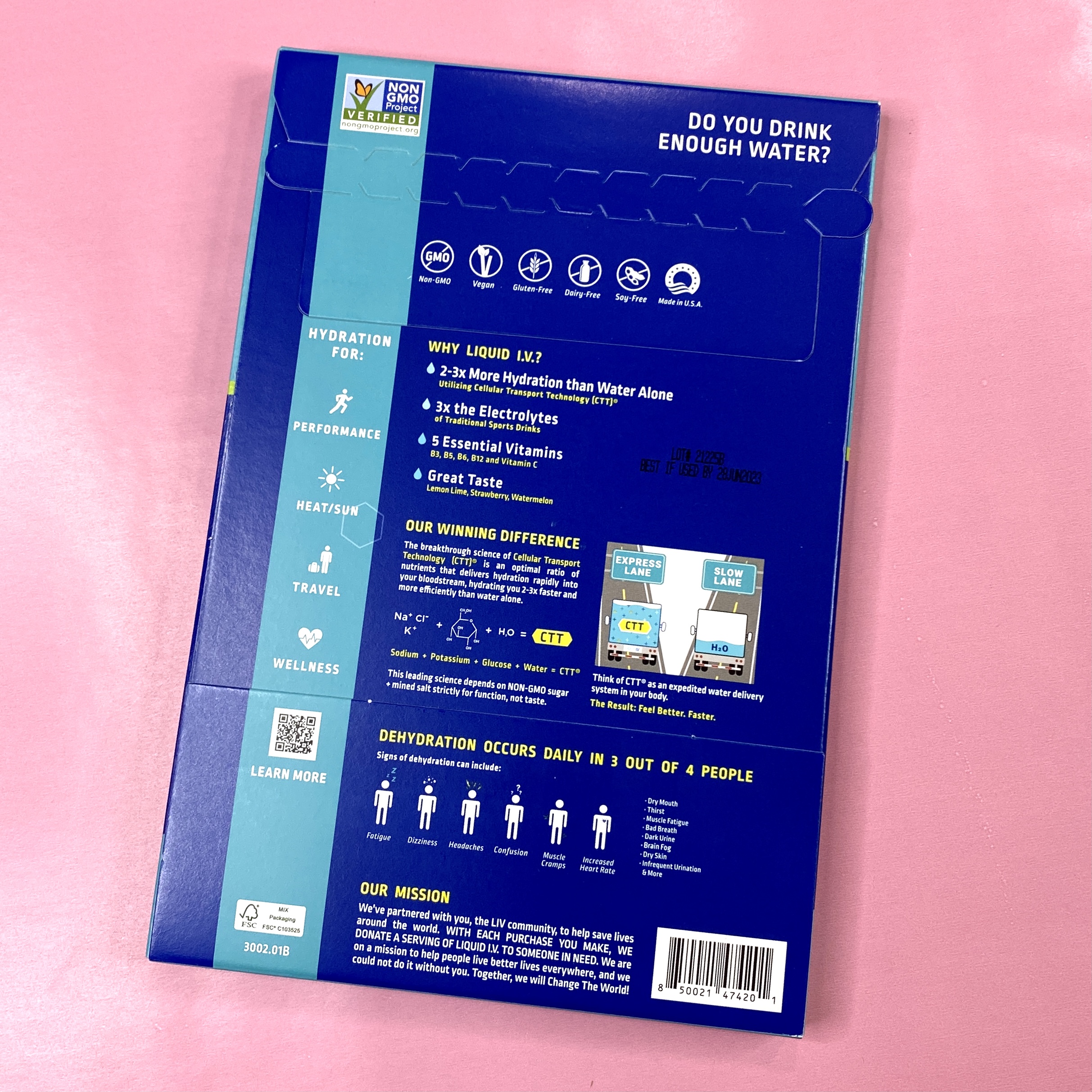 Back of Liquid I.V. Hydration Sticks Box for InStyle x Astrology Zone - The Cosmic Collection - Water