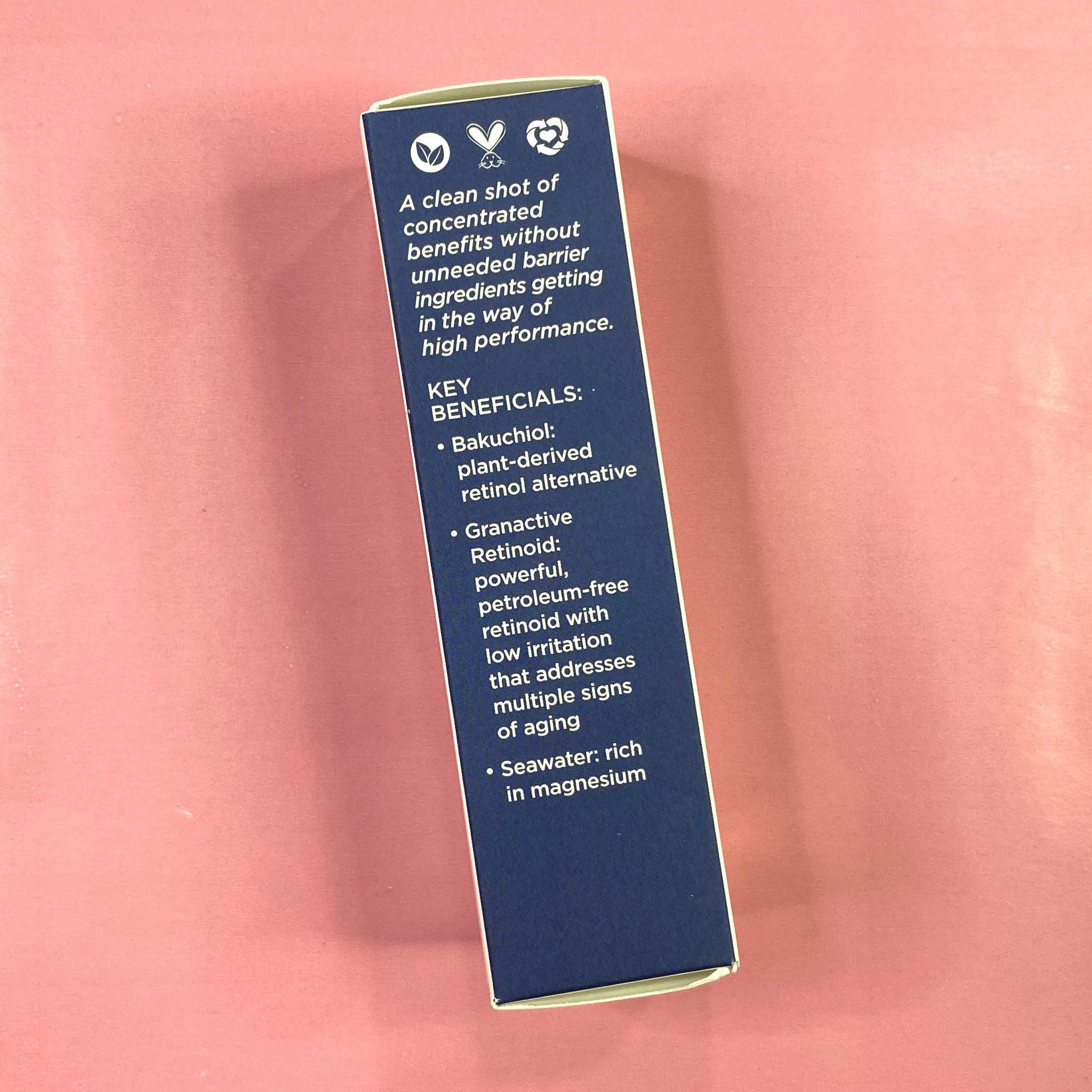 Back of Pacifica Clean Shot Retinoid + Bakuchiol 3% in Seawater for InStyle x Astrology Zone - The Cosmic Collection - Water