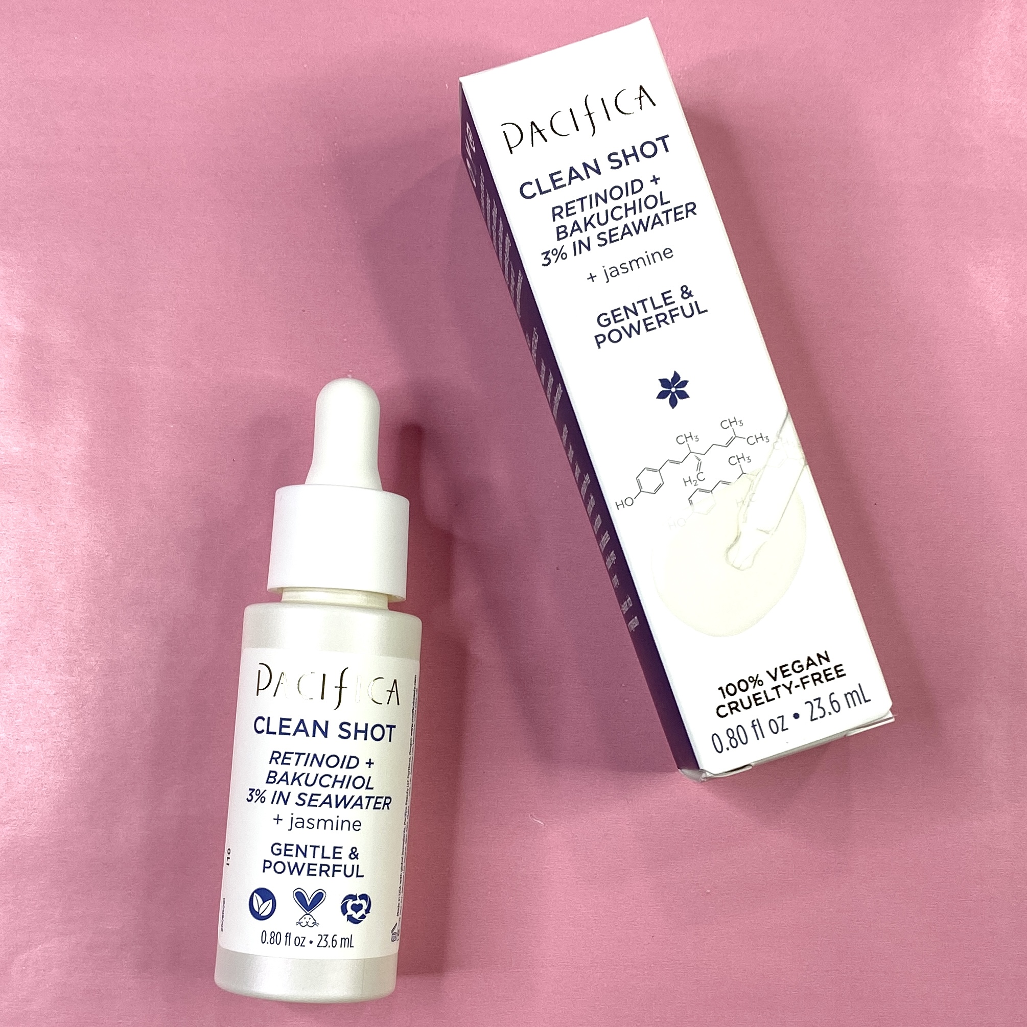 Front of Pacifica Clean Shot Retinoid + Bakuchiol 3% in Seawater for InStyle x Astrology Zone - The Cosmic Collection - Water