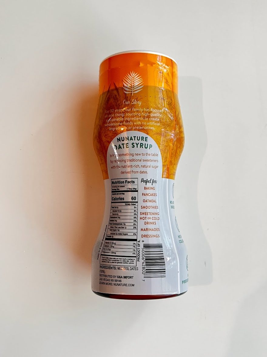 date syrup bottle nutrition facts