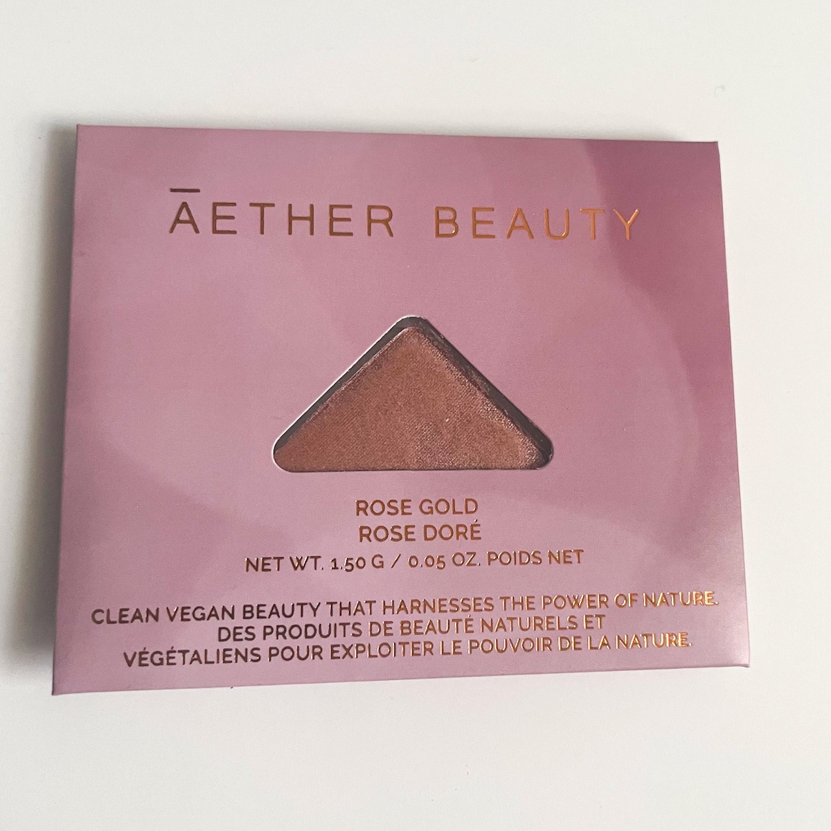 rose gold eyeshadow in pink packaging