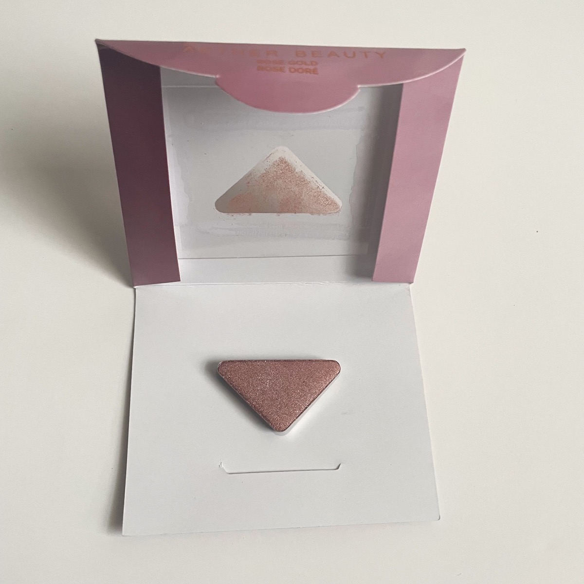 rose gold eyeshadow in packaging, open