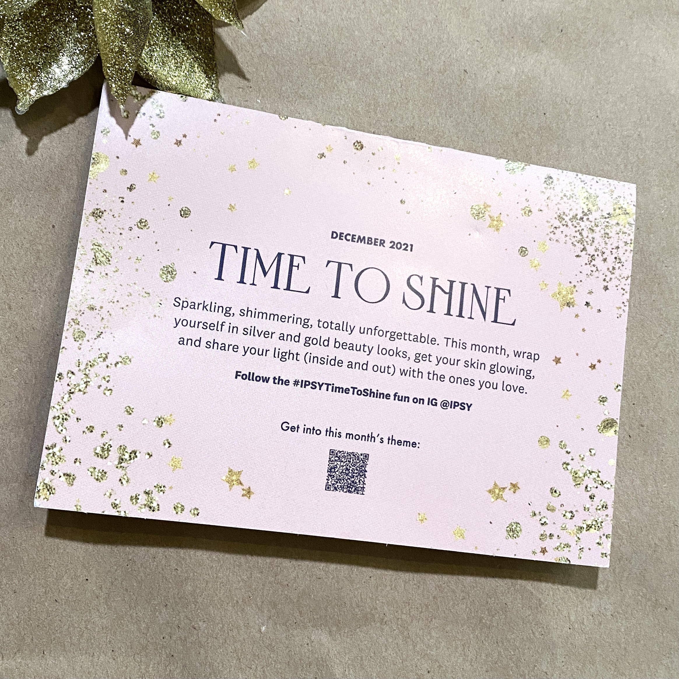 Back of Card for the Ipsy Glam Bag December 2021