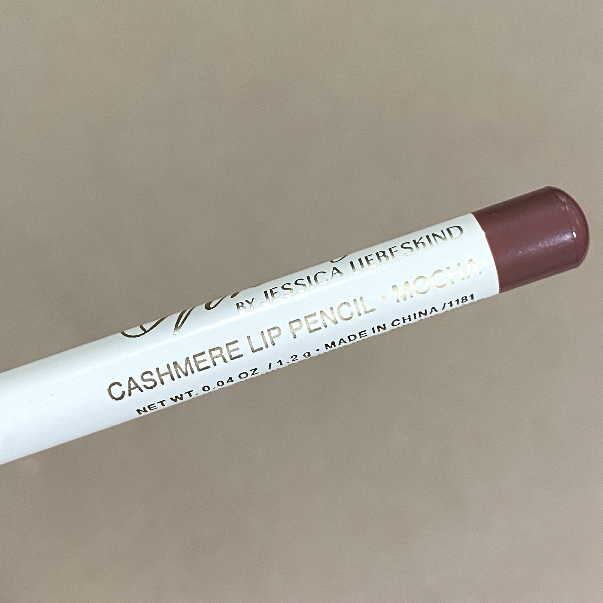 Closeup of Vintage by Jessica Liebeskind Cashmere Lip Pencil in Mocha for the Ipsy Glam Bag December 2021