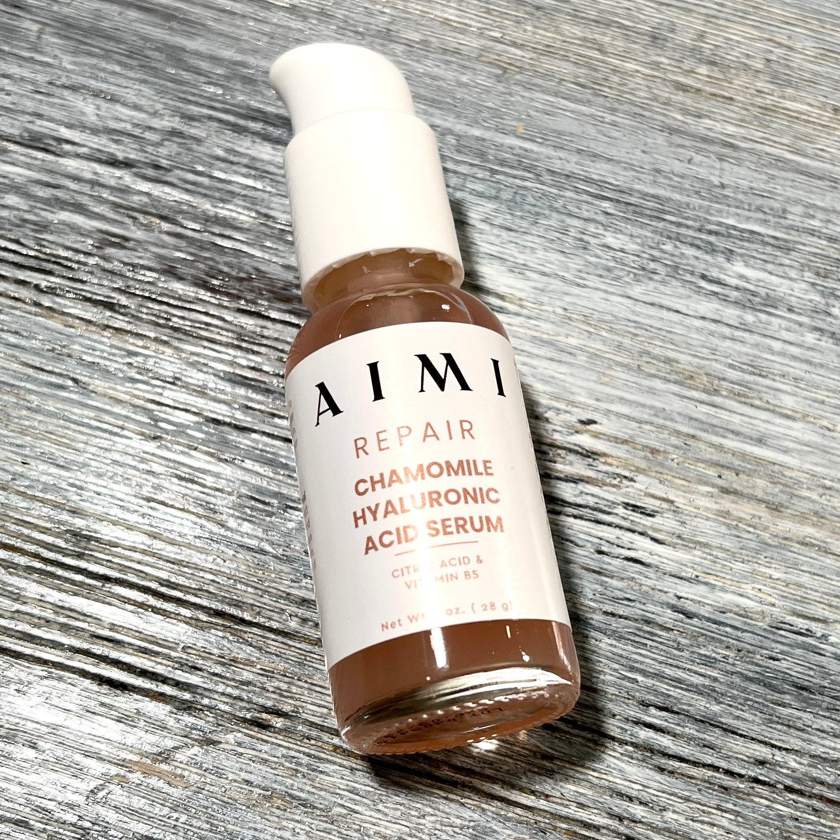 Front of AIMI Repair Chamomile Hyaluronic Acid Serum for Nourish Beauty Box January 2022