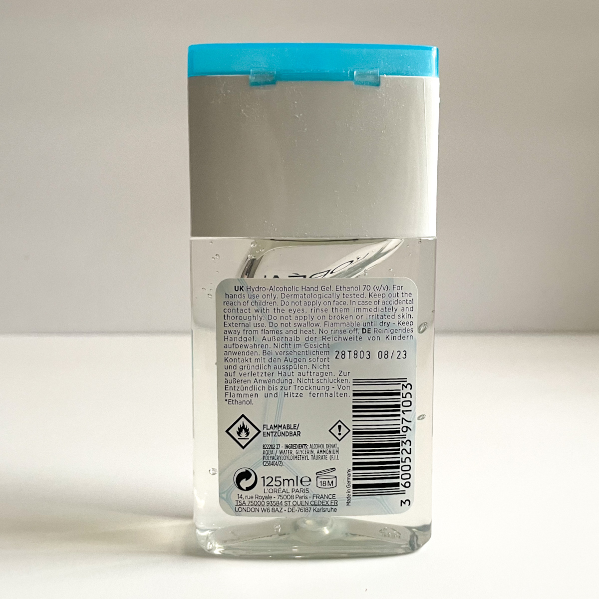 alternate view of hand sanitizer showing ingredients