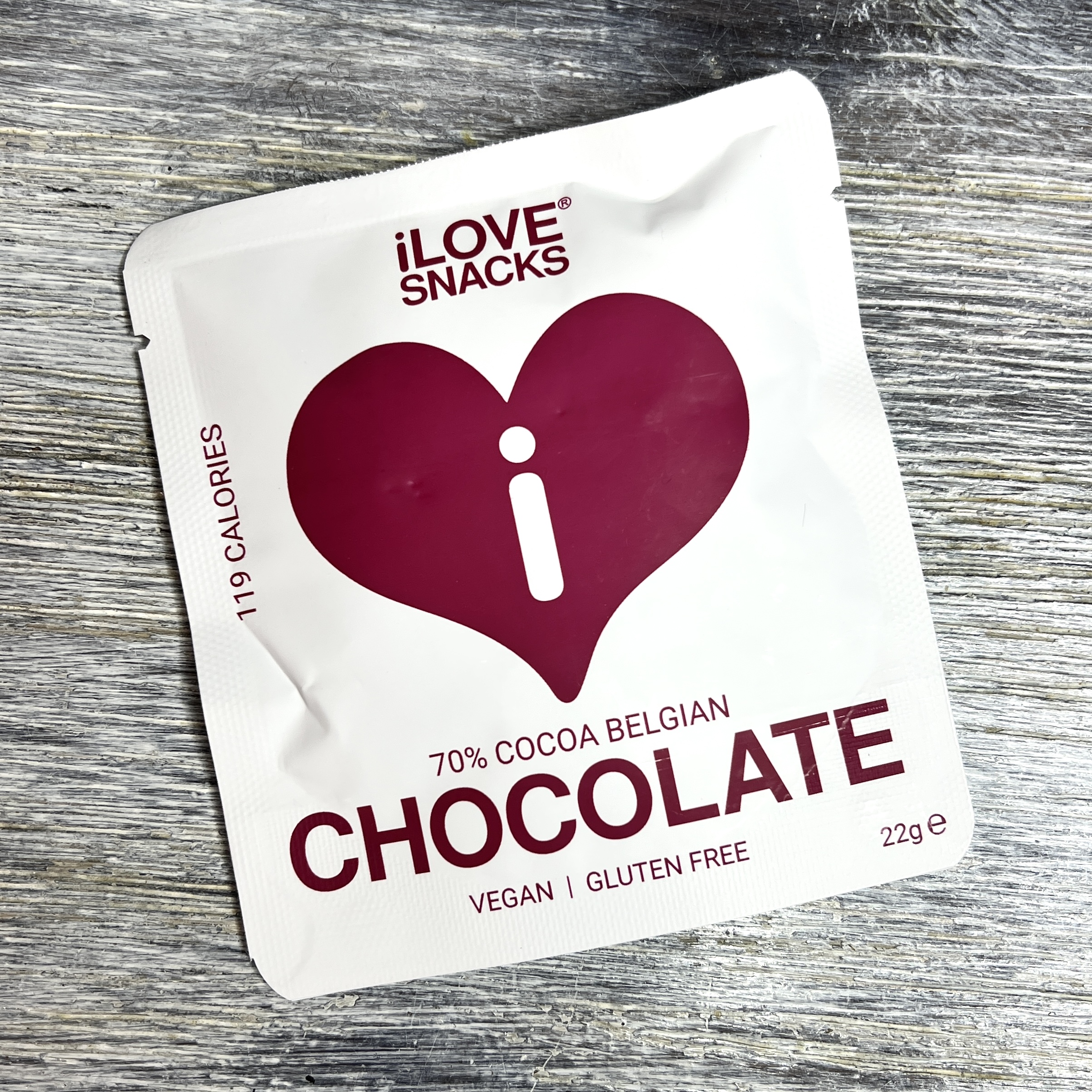 Front of iLOVE Snacks Belgian Chocolate for Bombay and Cedar Lifestyle Box October 2021