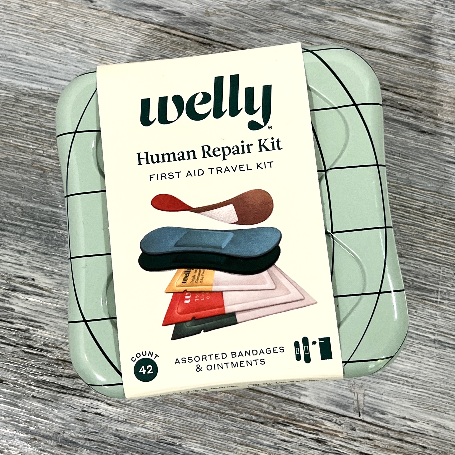 Front of Welly Human Repair Kit for Bombay and Cedar Winter 2021 Lifestyle Box