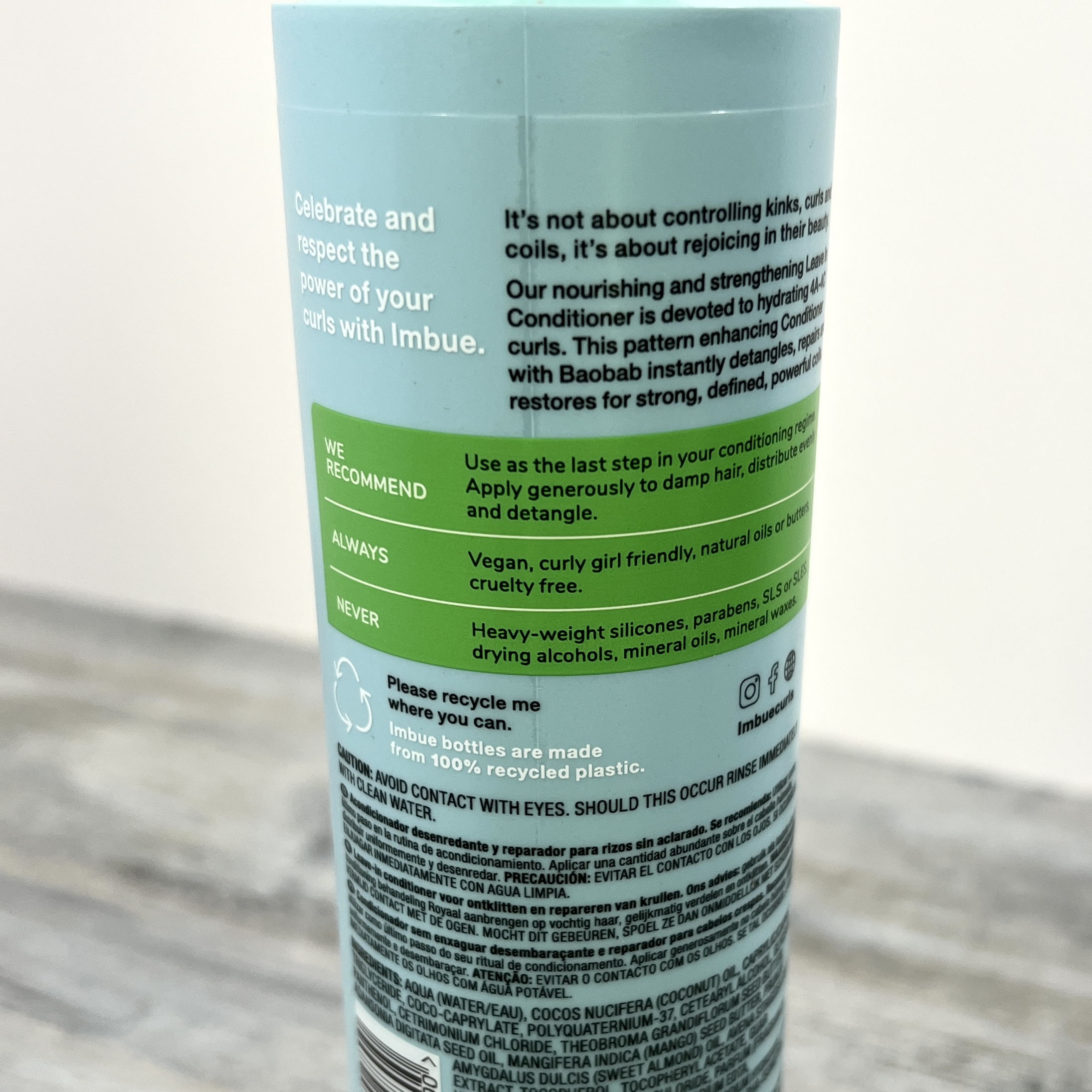 Back of Imbue Leave-in Conditioner for Cocotique January 2022