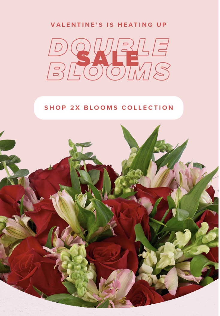 LAST CHANCE The Bouqs Co. Coupon: Valentine’s Day Double Blooms Sale is Here