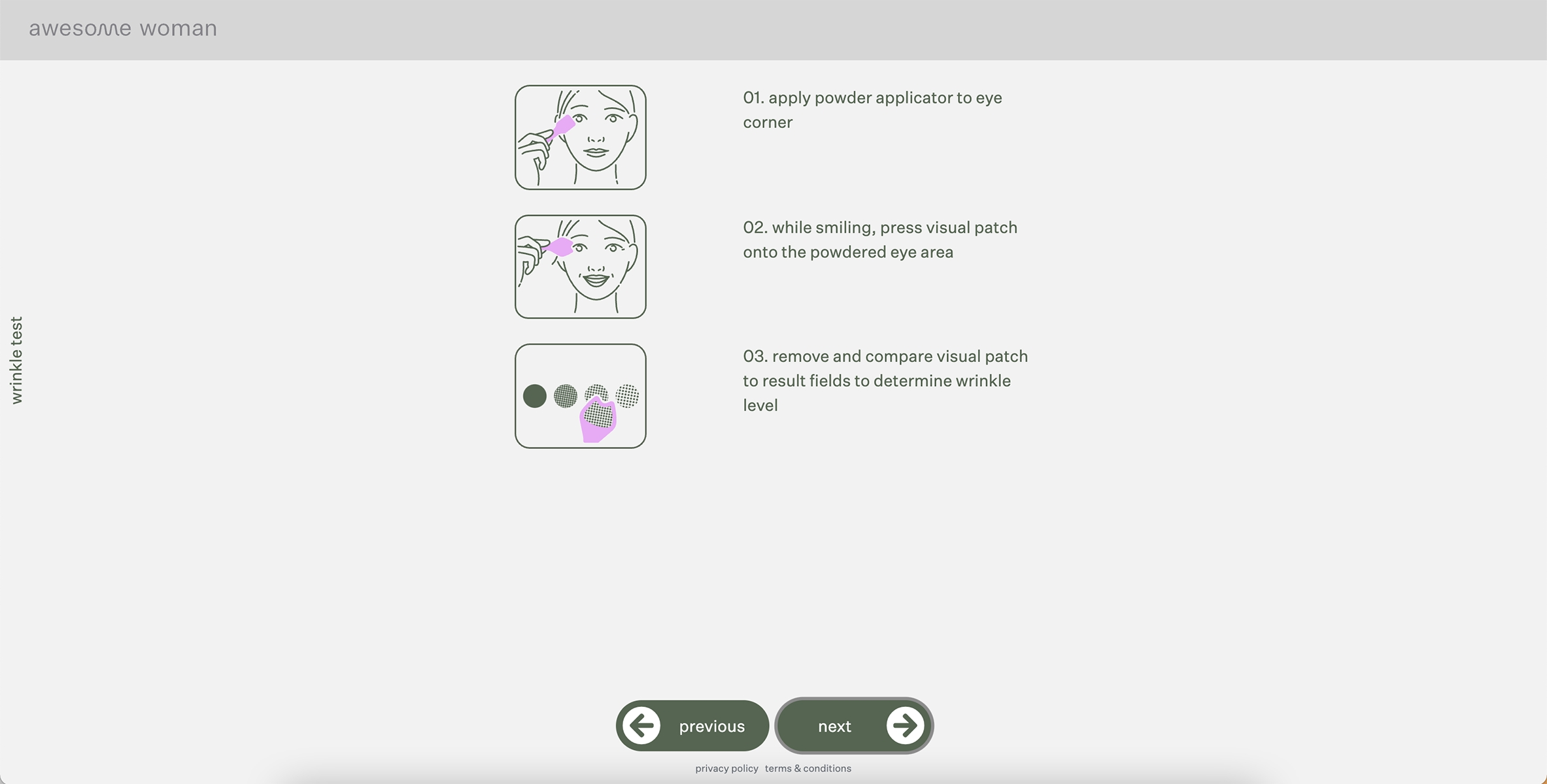 screenshot of wrinkle test instructions