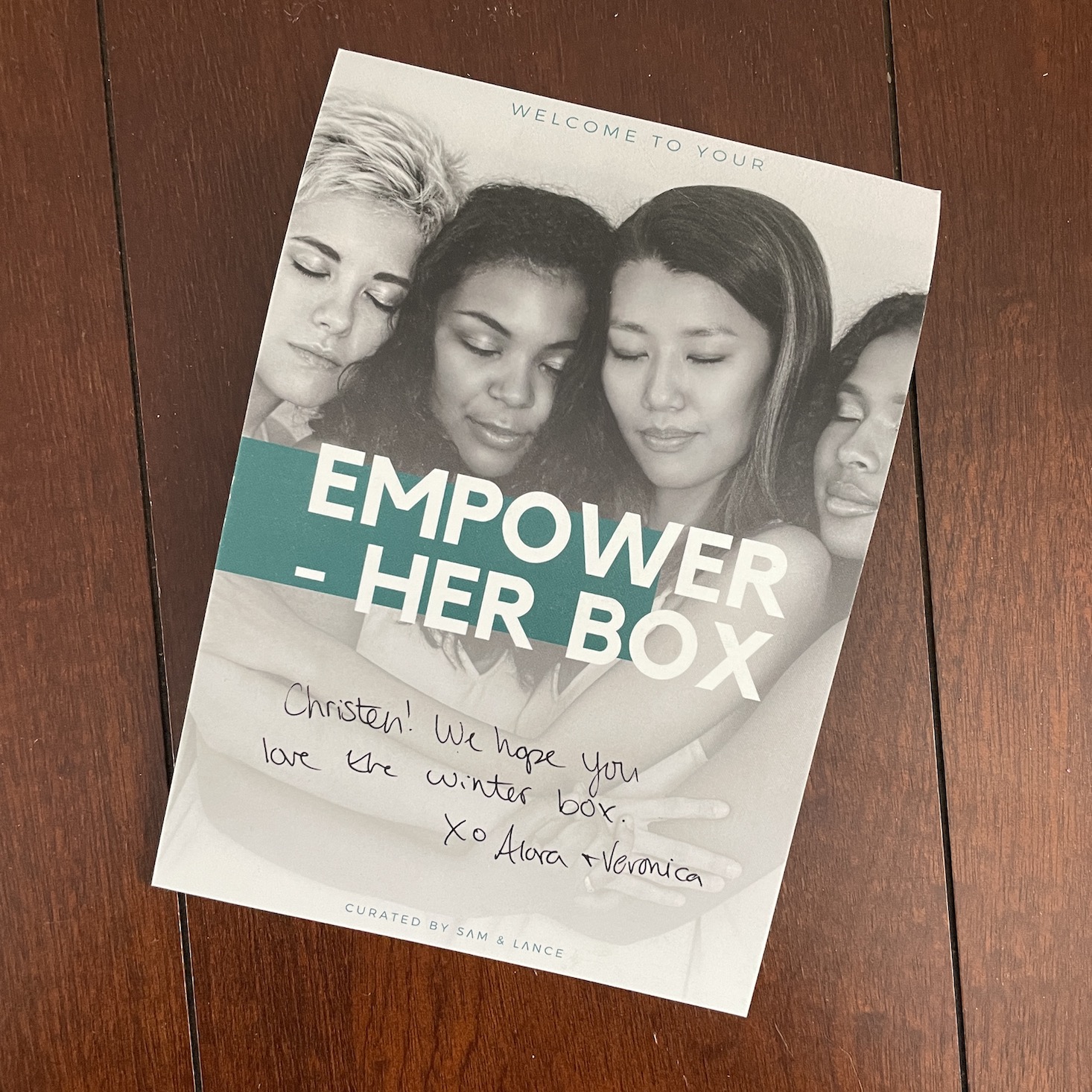 Sam and Lance Empower Her Box Winter 2022 - welcome note