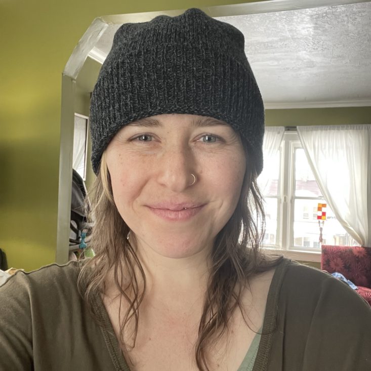 woman wearing hat from Sam and Lance Empower Her Box Winter 2022