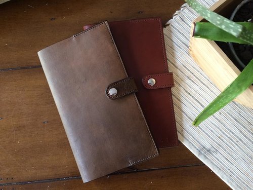 leather journal on a table