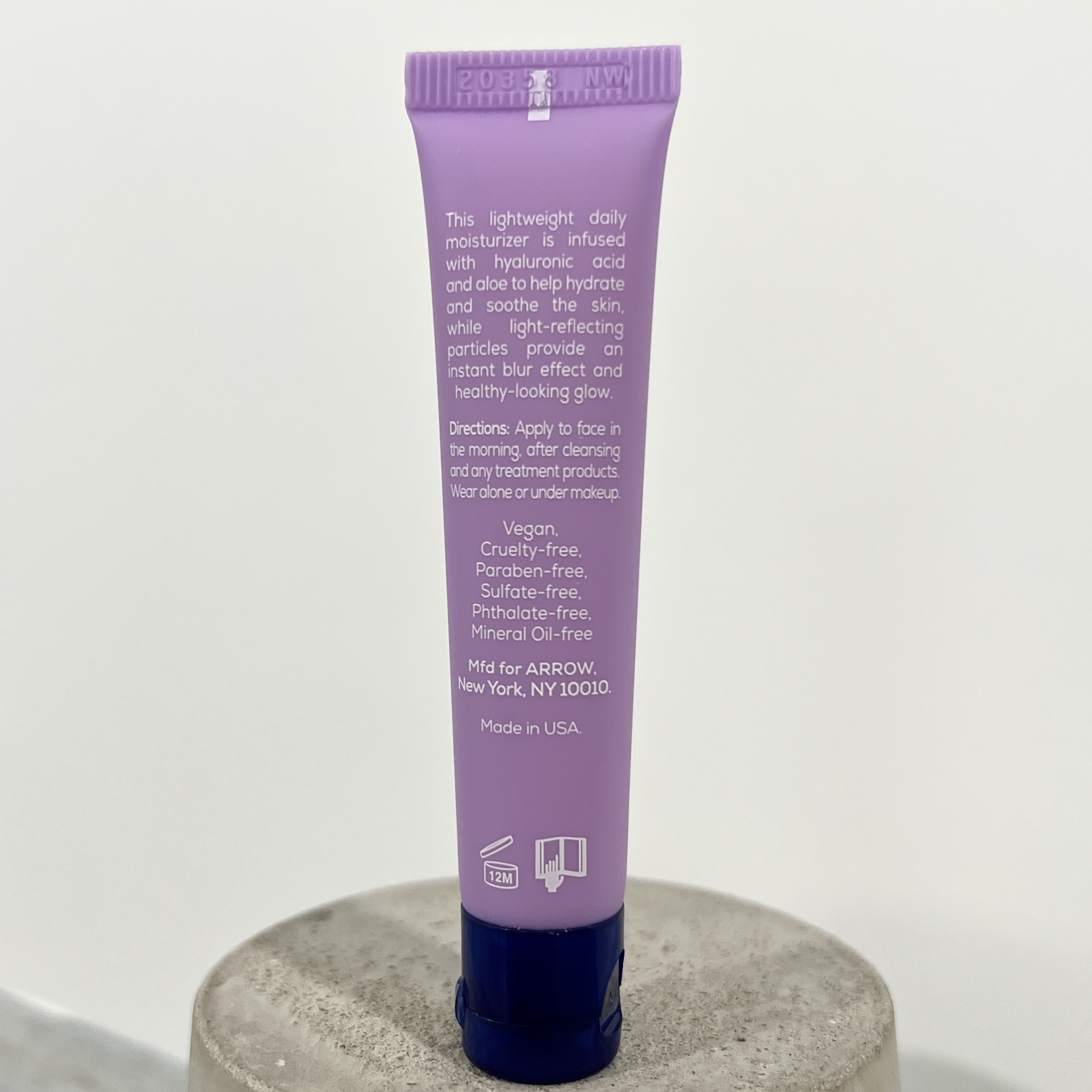 Back of ARROW Radiant Skin Moisturizer for Birchbox February 2022