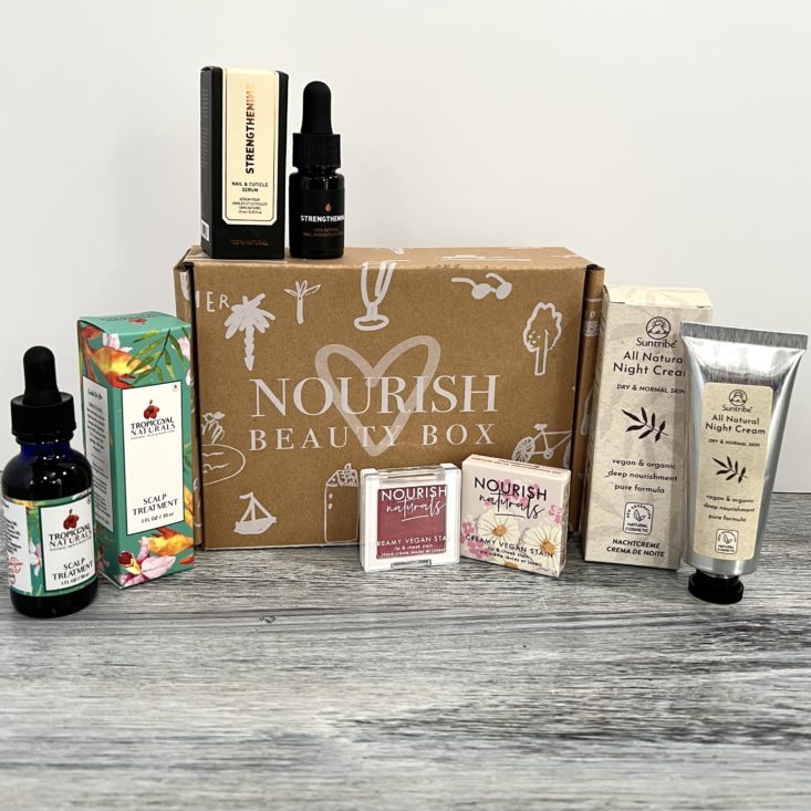 Full Contents for Nourish Beauty Box March 2022