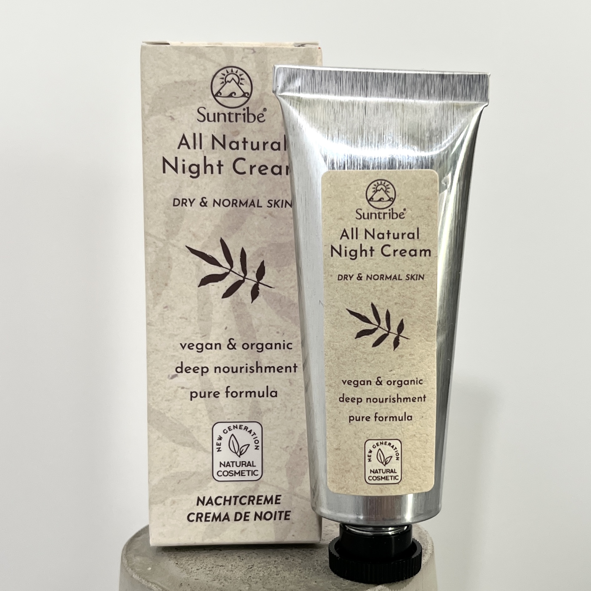 Front of Suntribe Night Cream for Nourish Beauty Box March 2022