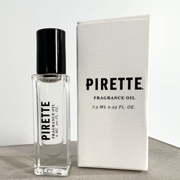 Front of Pirette Fragrance Oil for Beachly Beauty Box Winter 2021