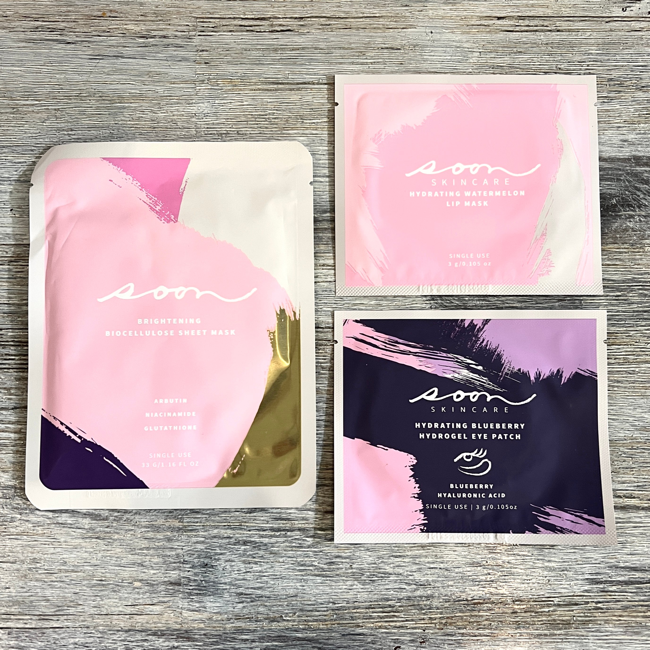 Front of Soon Skincare Mask Set for Beachly Beauty Box Winter 2021