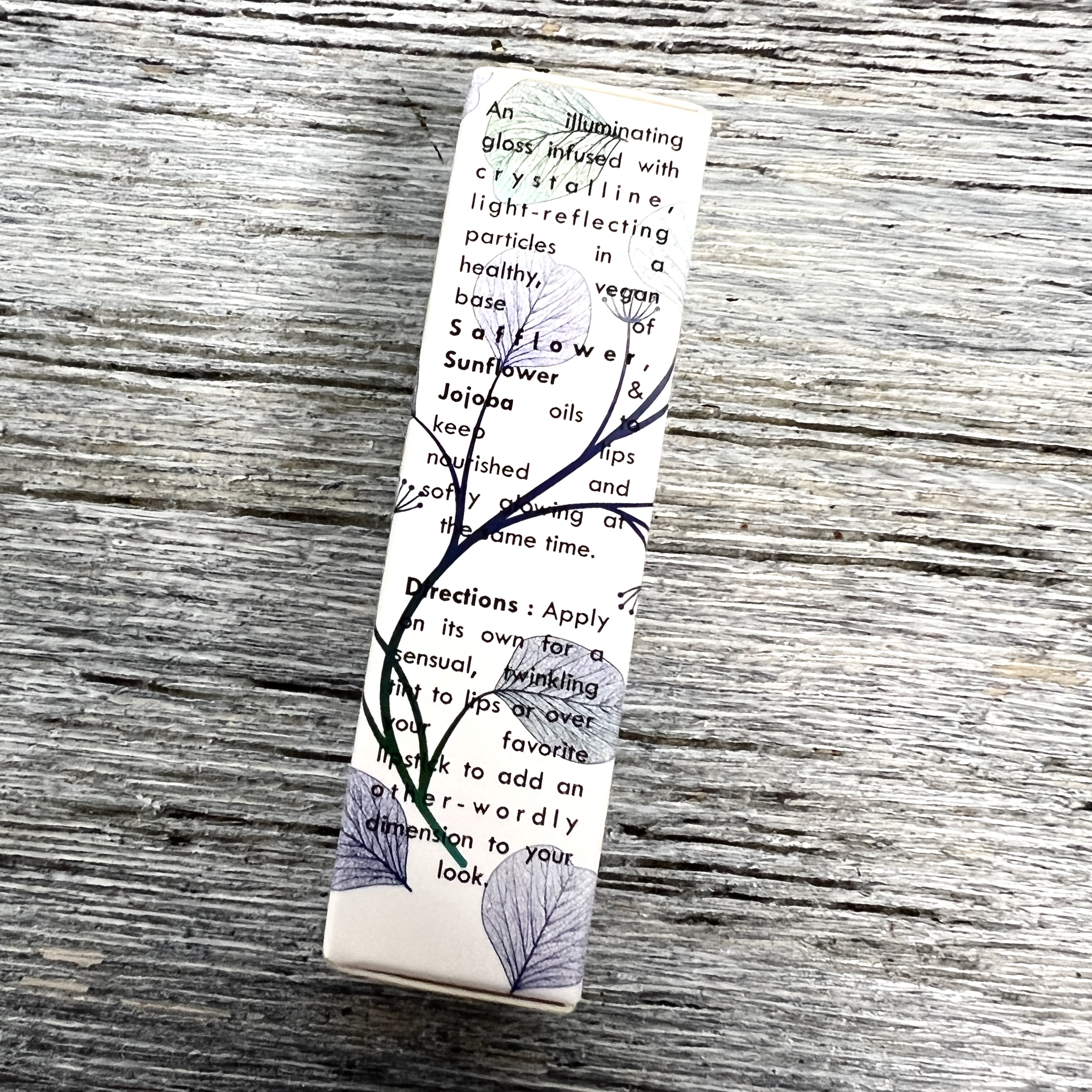 Box Back of Nourish Naturals Vegan Lip Gloss for Nourish Beauty Box April 2022