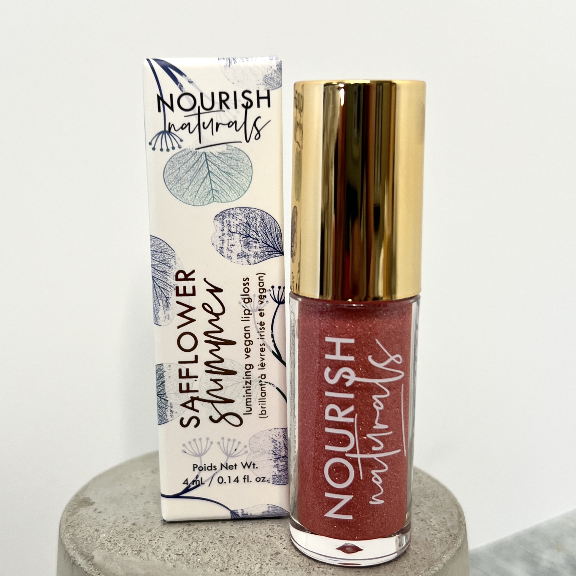 Front of Nourish Naturals Vegan Lip Gloss for Nourish Beauty Box April 2022