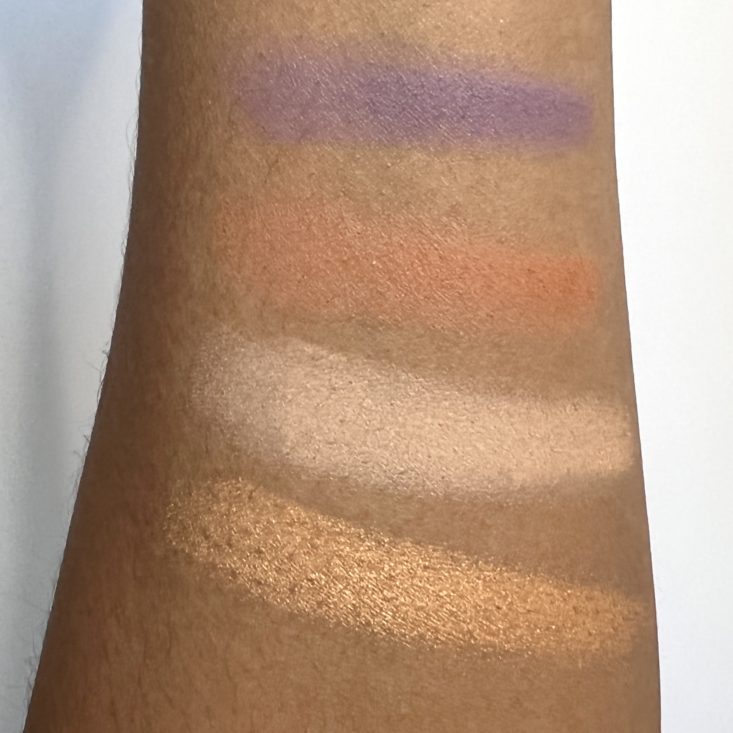 Swatches of Estate Cosmetics Just a Taste Eyeshadow Palette in Peach Punch for Glossybox March 2022