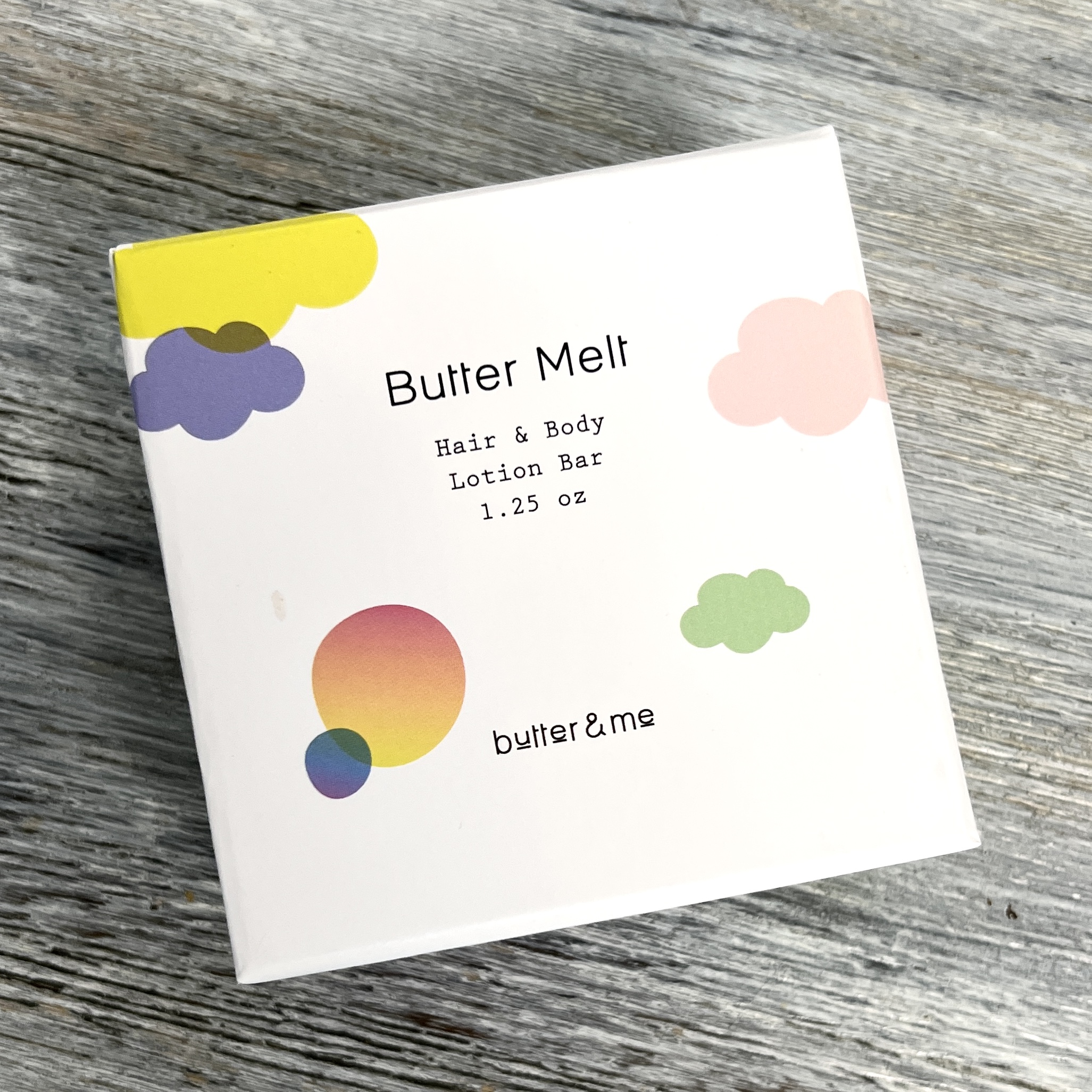 Front of Butter and Me Lotion Bar for Bombay and Cedar Lifestyle Box February 2022