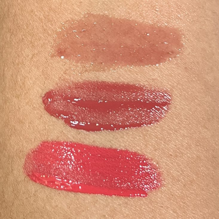 Swatches for Lucie and Pompette Too Chic Lip Kit for Bombay and Cedar The Beauty Box February 2022
