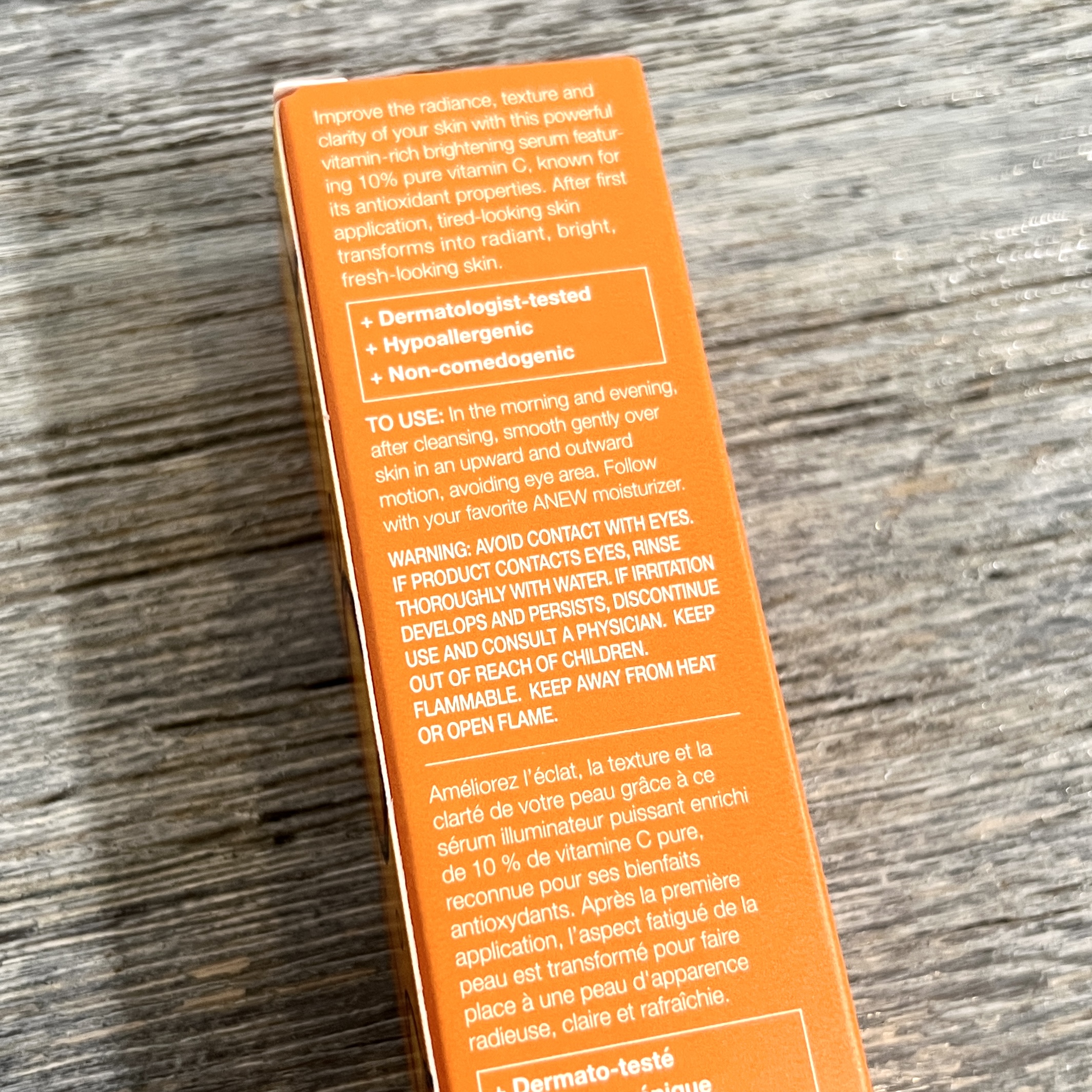 Back of AVON Anew Vitamin C Serum for Cocotique March 2022