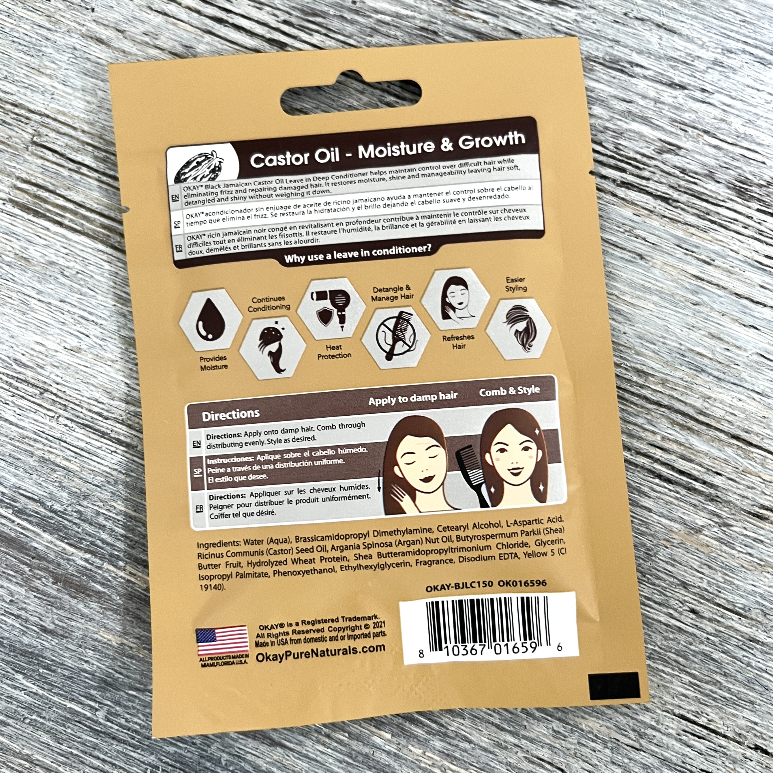 Back of OKAY Leave-in Deep Conditioner for Cocotique March 2022