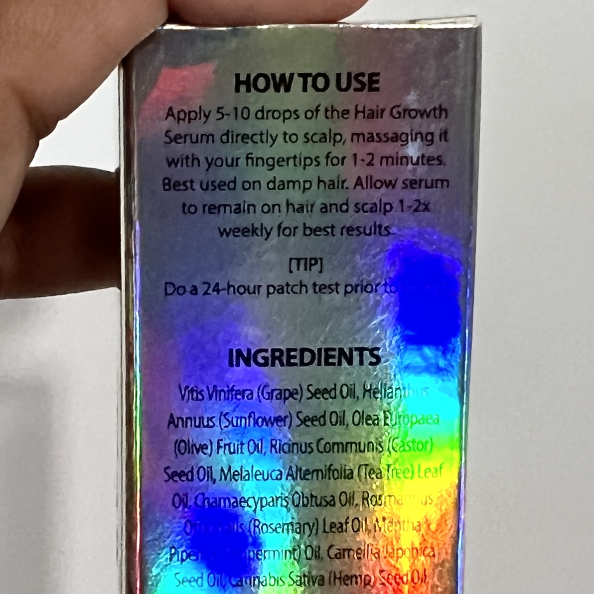 Back of Purifect Hair Growth Serum for Cocotique March 2022