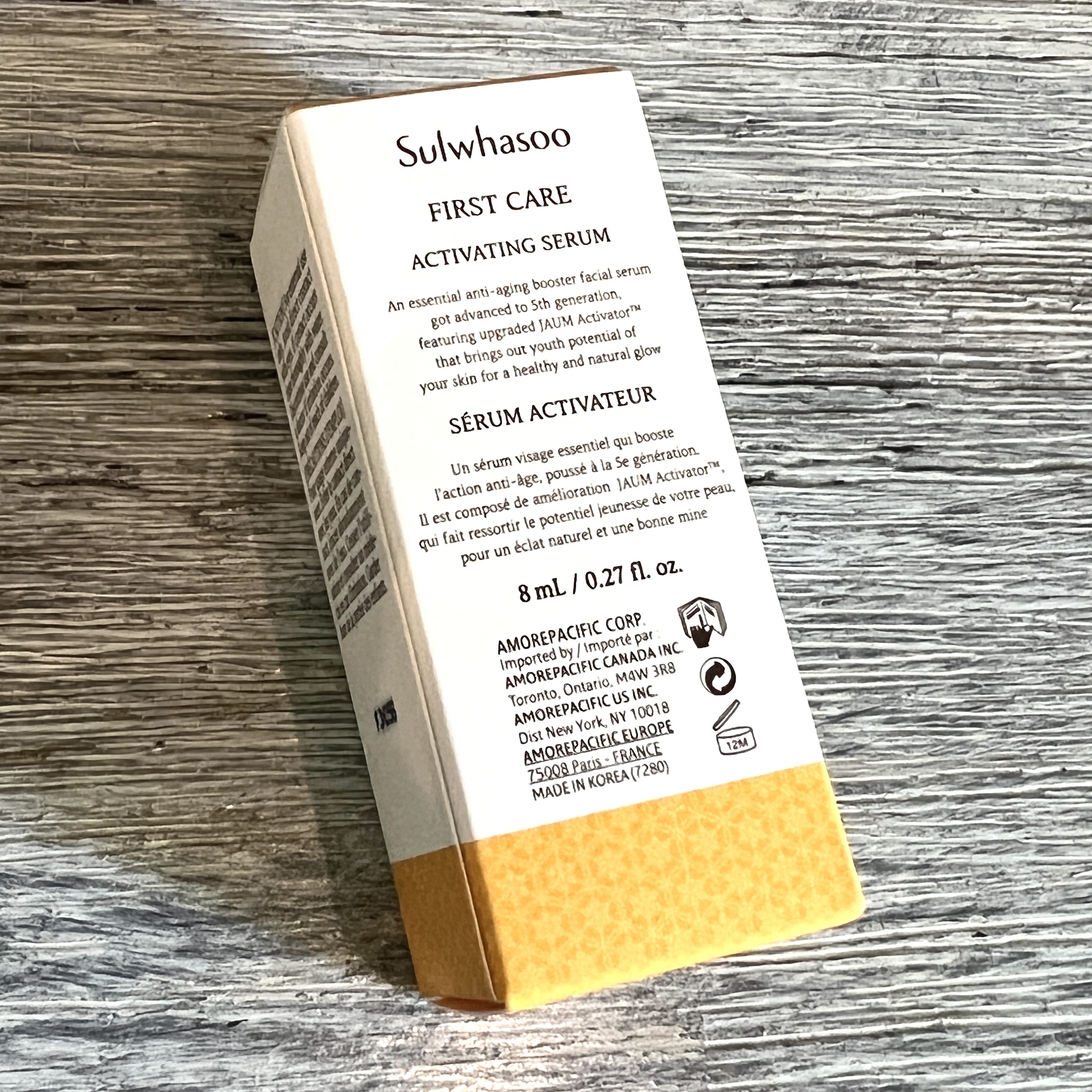 Back of Sulwhasoo Activating Serum for GlossyBox April 2022