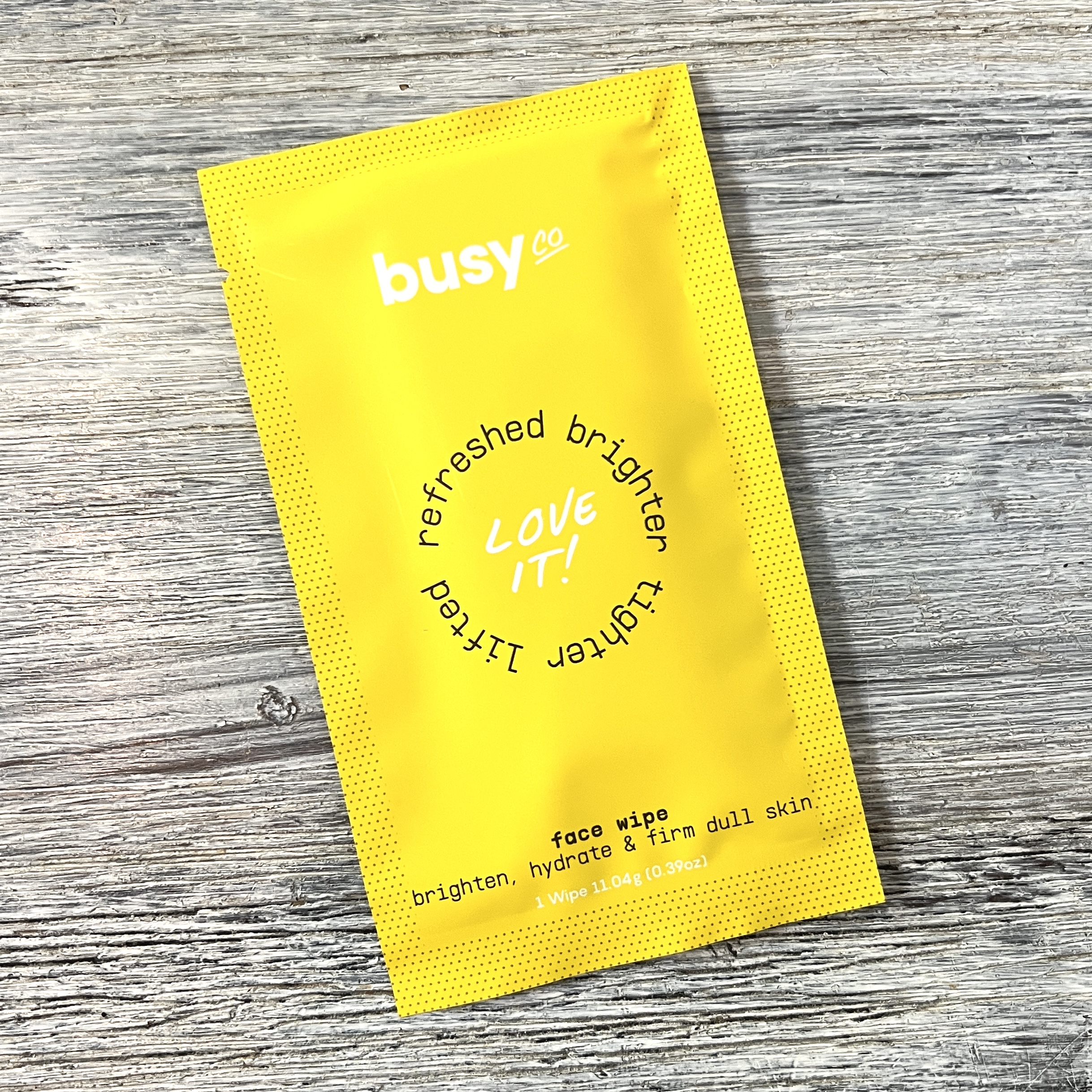 Front of Busy Co. Brightening Wipe for Birchbox April 2022