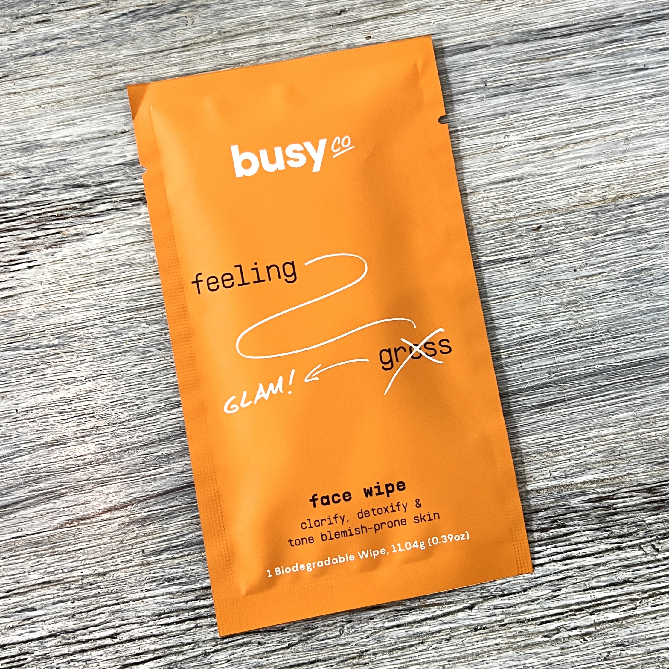 Front of Busy Co. Cleansing Wipe for Birchbox April 2022