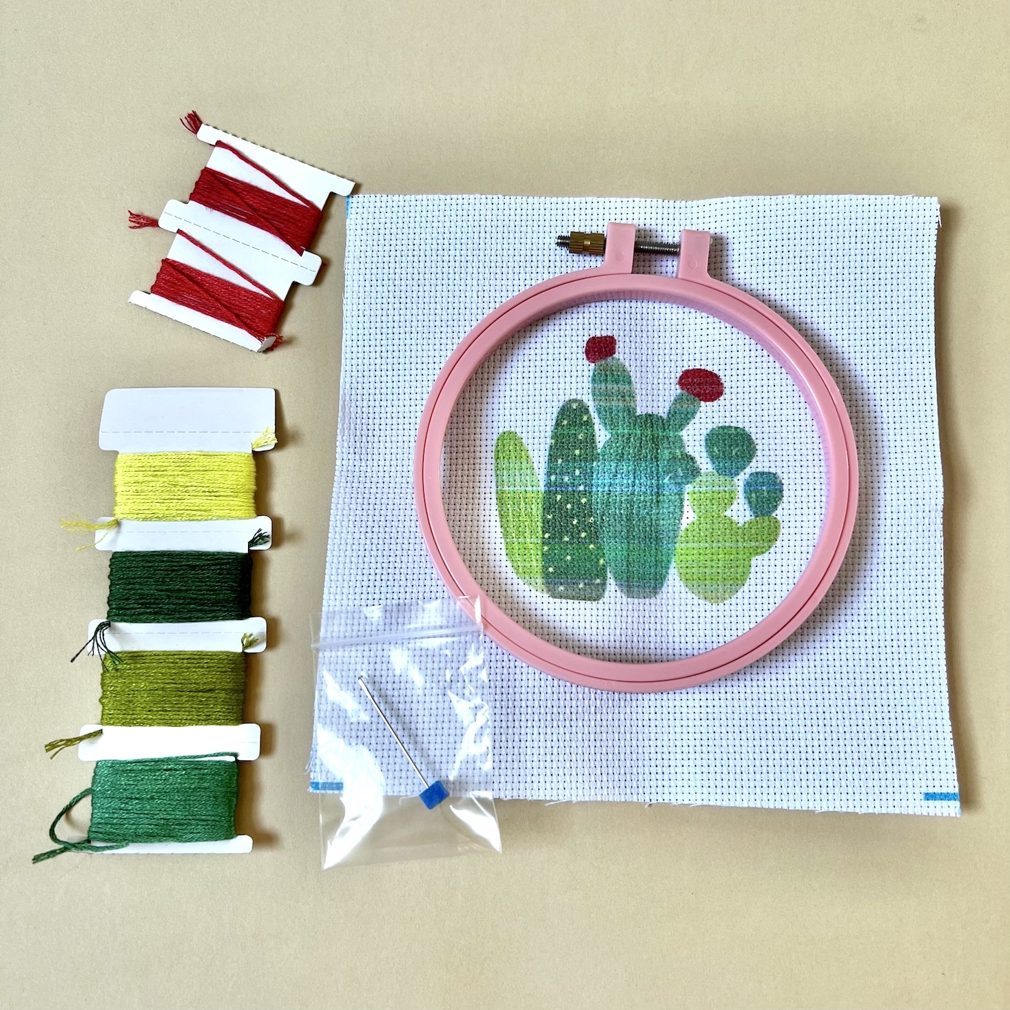 DIY cross stitch kit, cacti