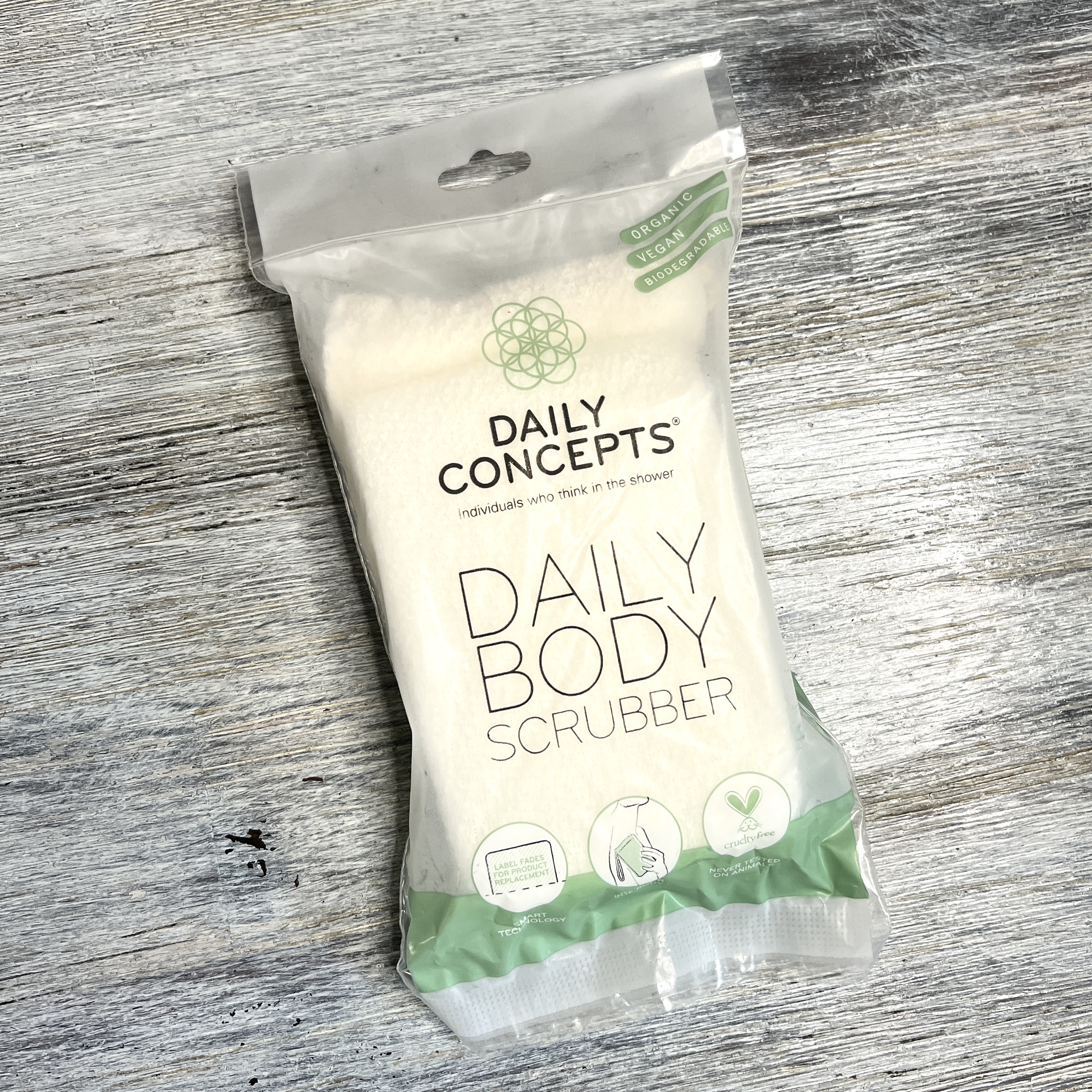 Front of Daily Concepts Daily Body Scrubber for GlossyBox May 2022