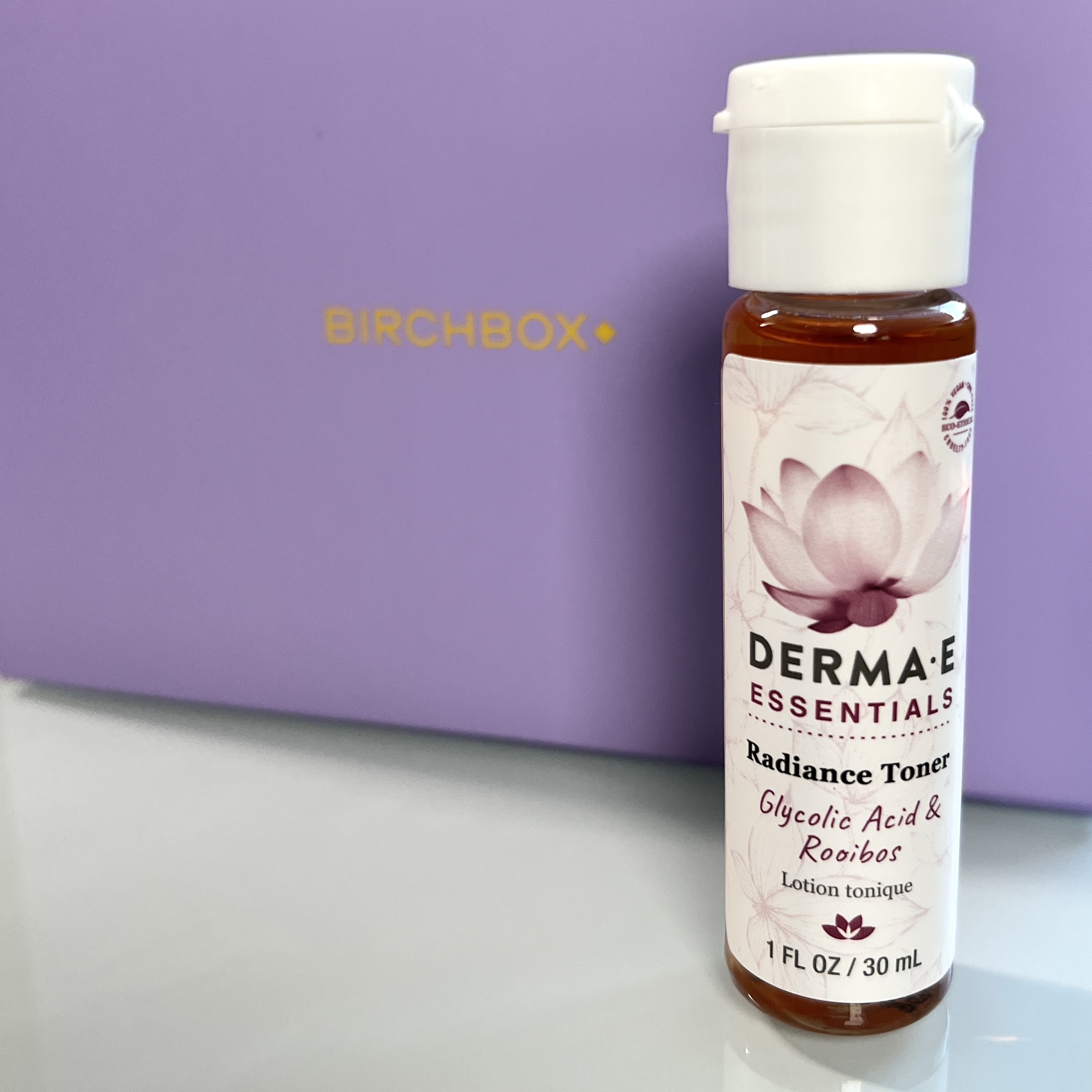 Front of Derma E Radiance Toner for Birchbox May 2022