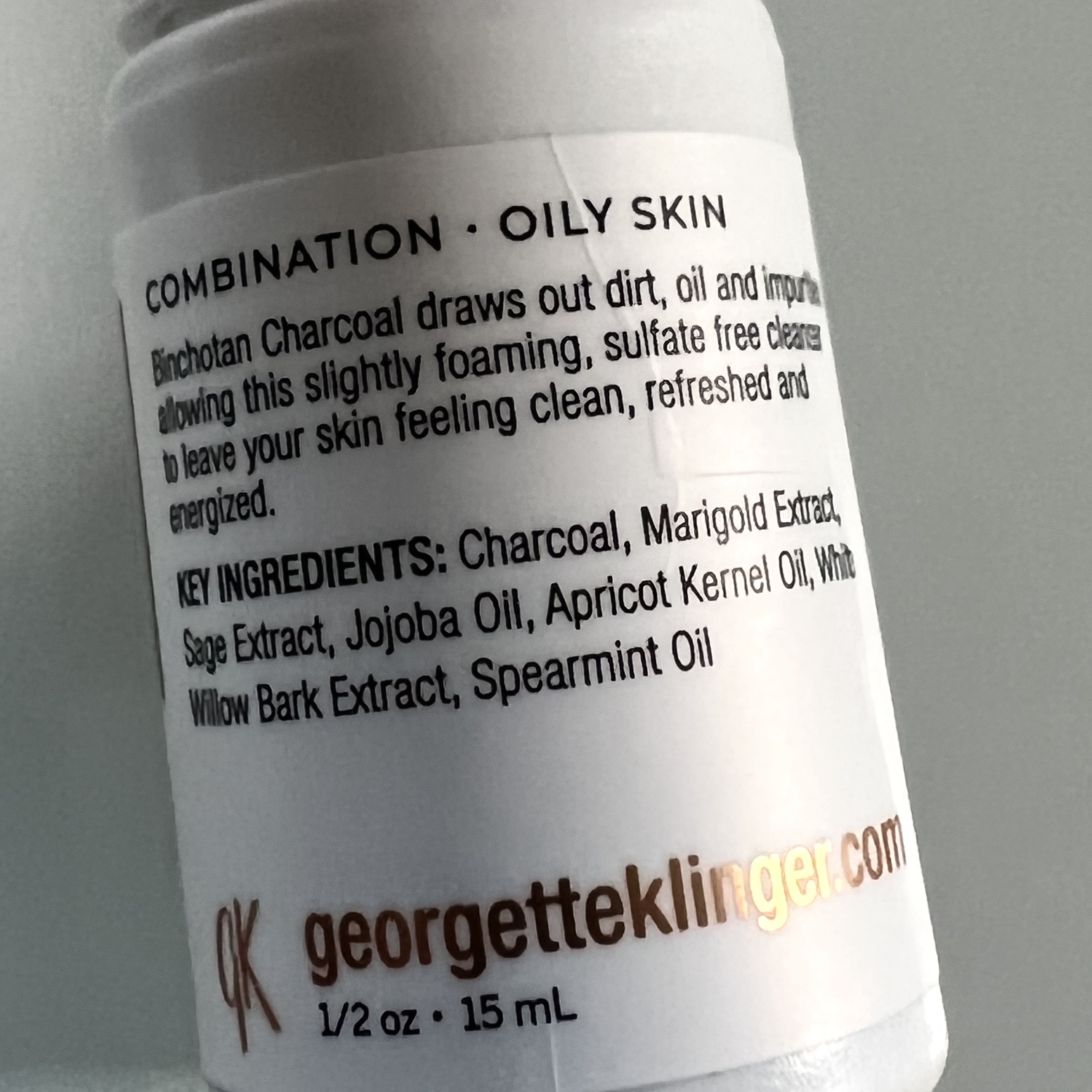 Back of Georgette Klinger Charcoal Cleansing Gel for Birchbox May 2022