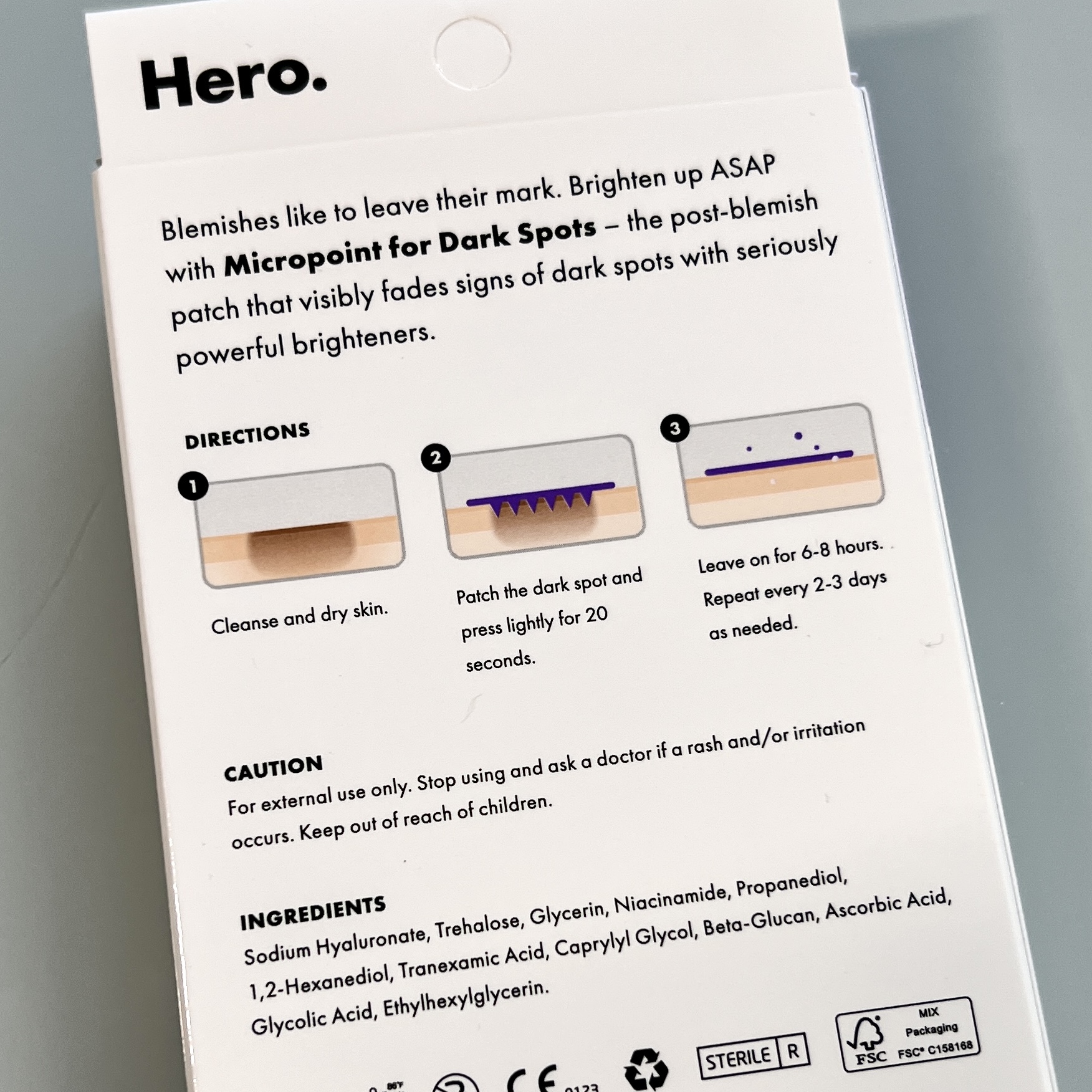 Back of Hero Cosmetics Micropoint Box for Birchbox May 2022