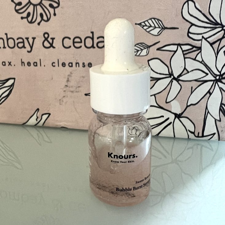 Front of Knours Bubble Burst Serum for The Beauty Box by Bombay and Cedar April 2022