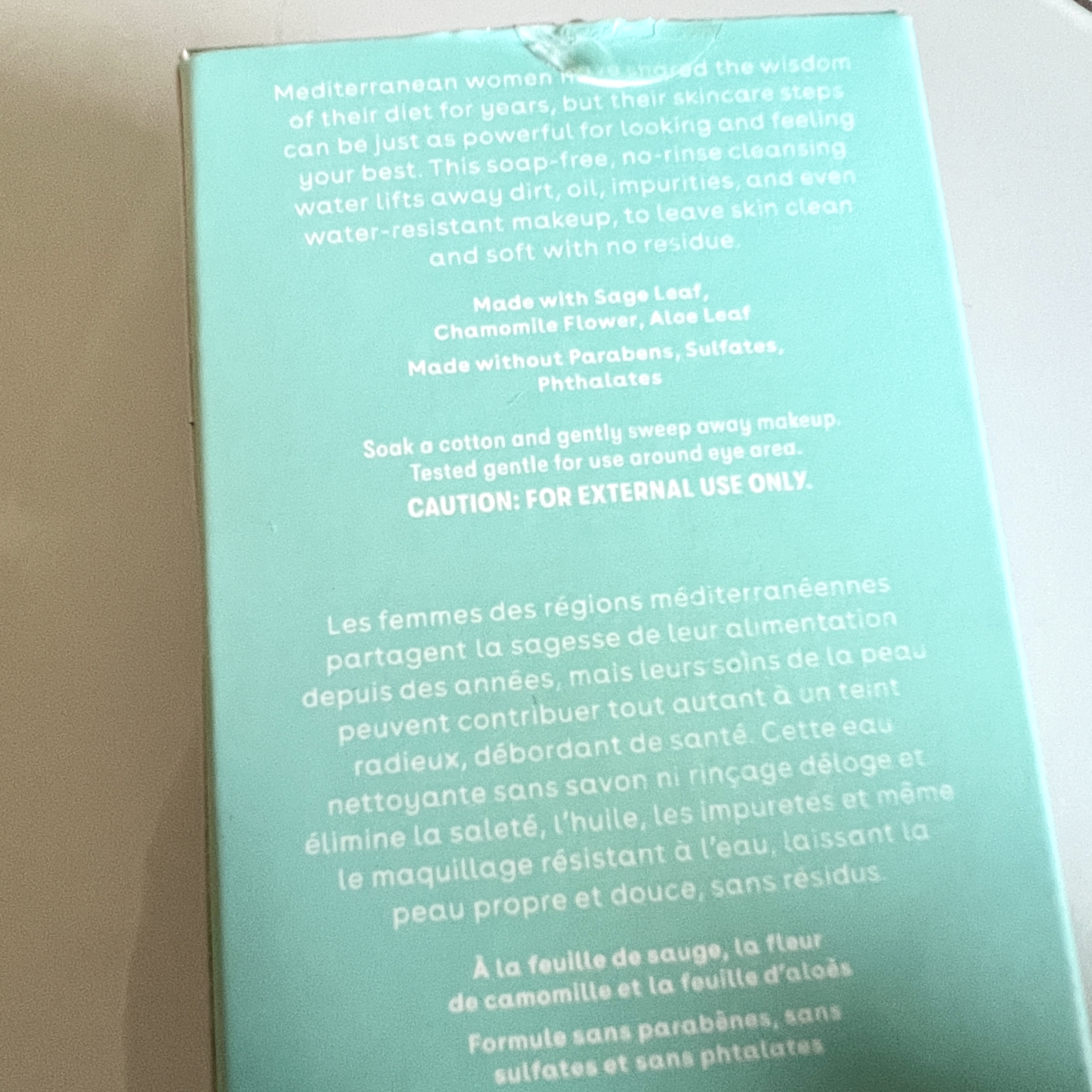 Back of Nuria Micellar Water for The Beauty Box by Bombay and Cedar April 2022