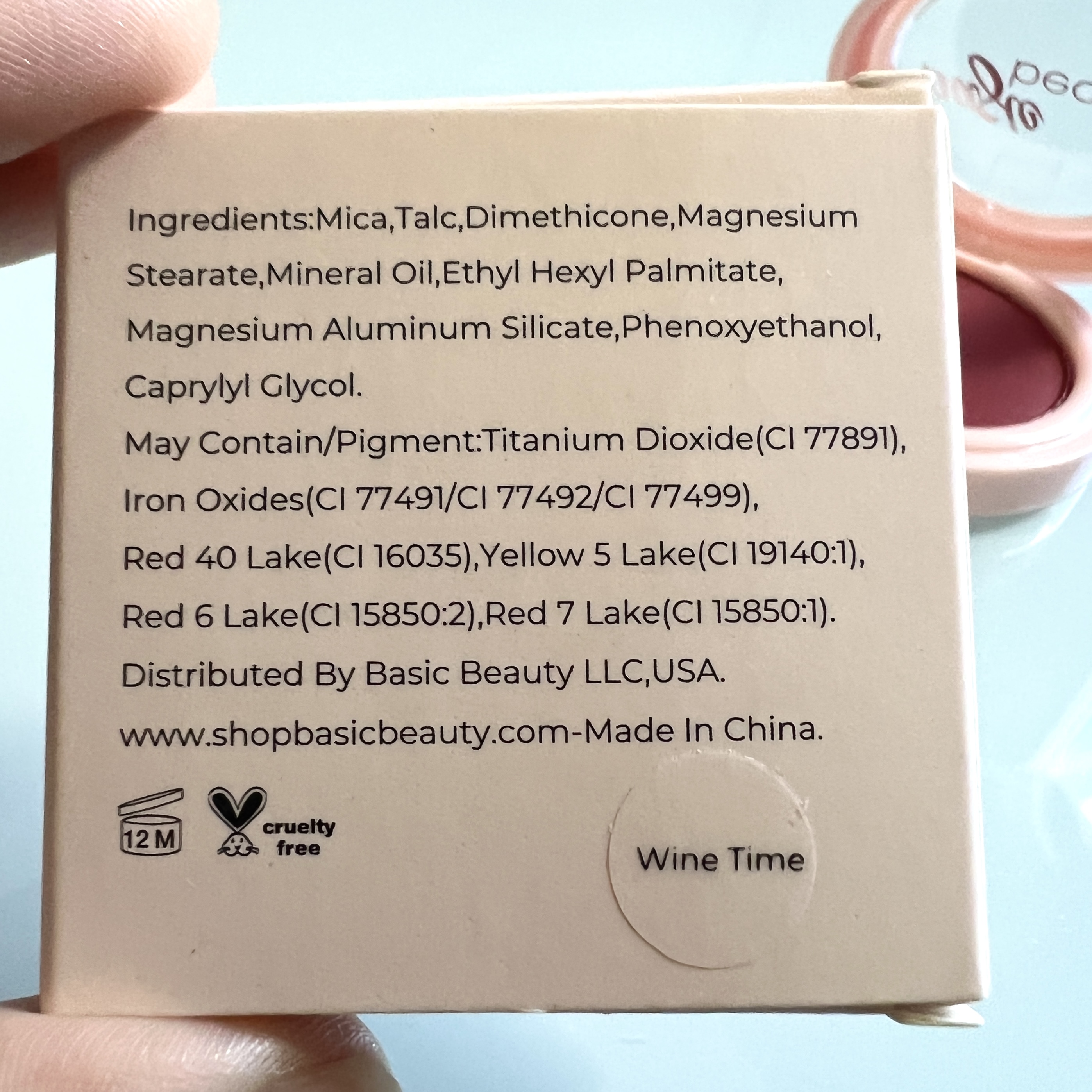 Box Back of Basic Beauty Blush for Cocotique Makeup Lovers Box Spring 2022