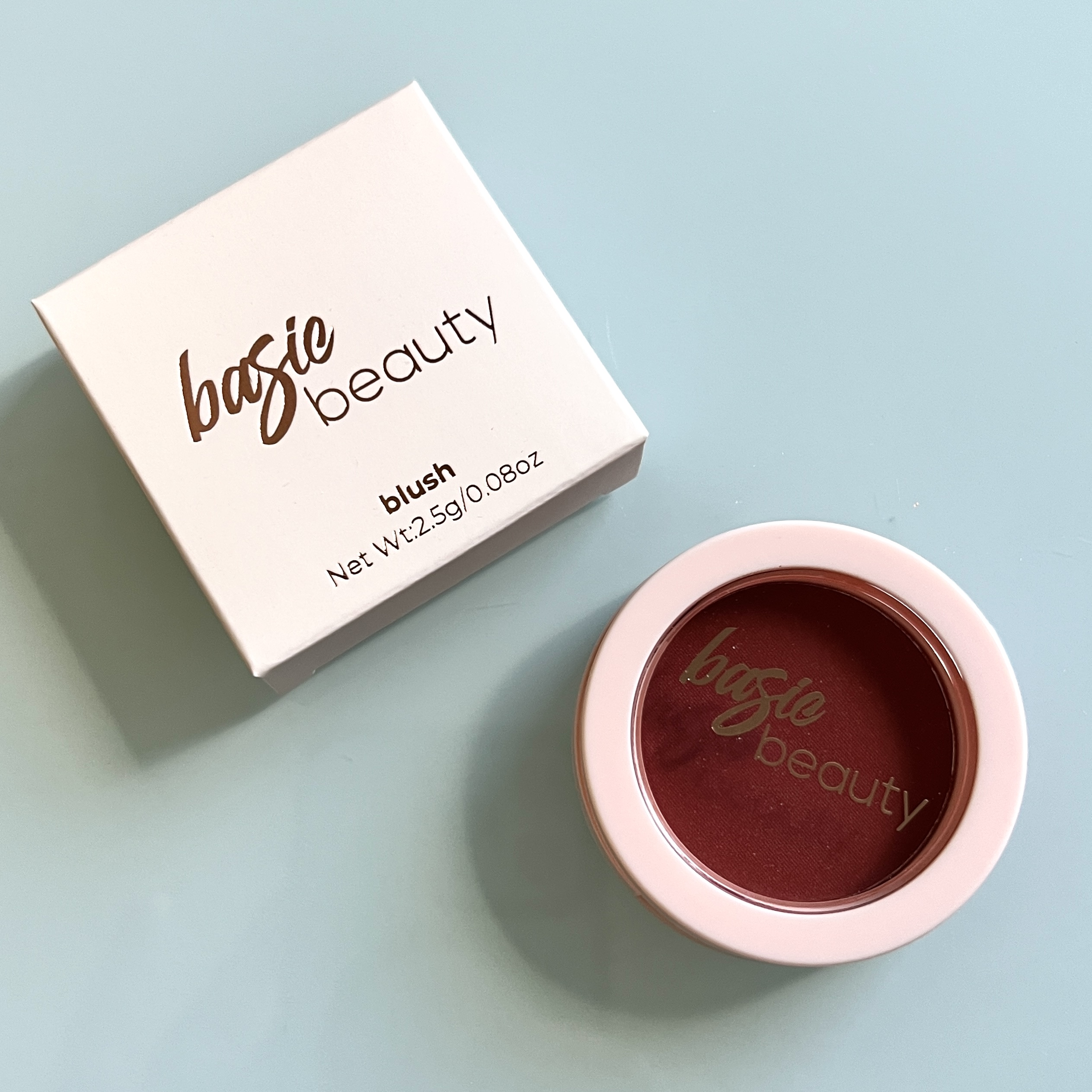 Front of Basic Beauty Blush for Cocotique Makeup Lovers Box Spring 2022