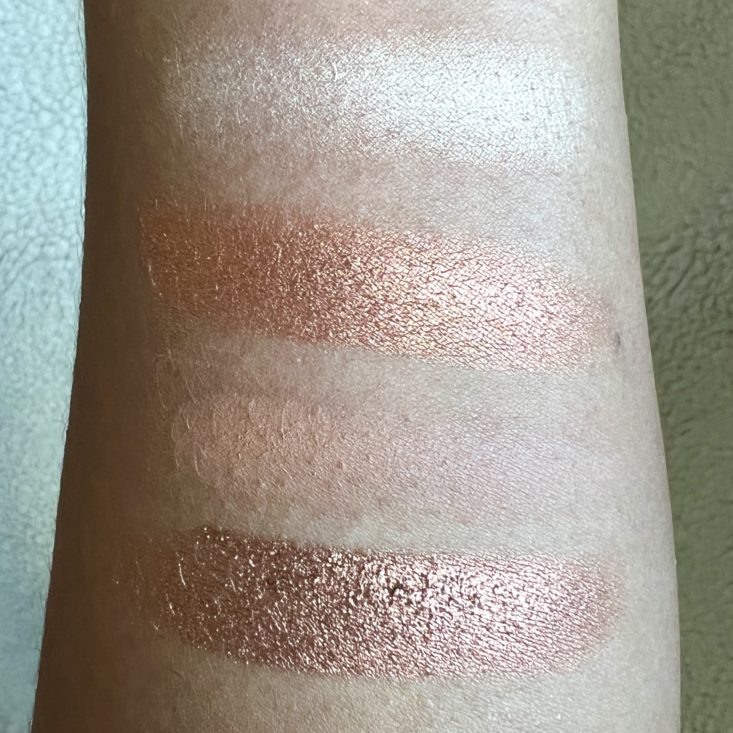 Swatches of Basic Beauty Eyeshadow Quad for Cocotique Makeup Lovers Box Spring 2022