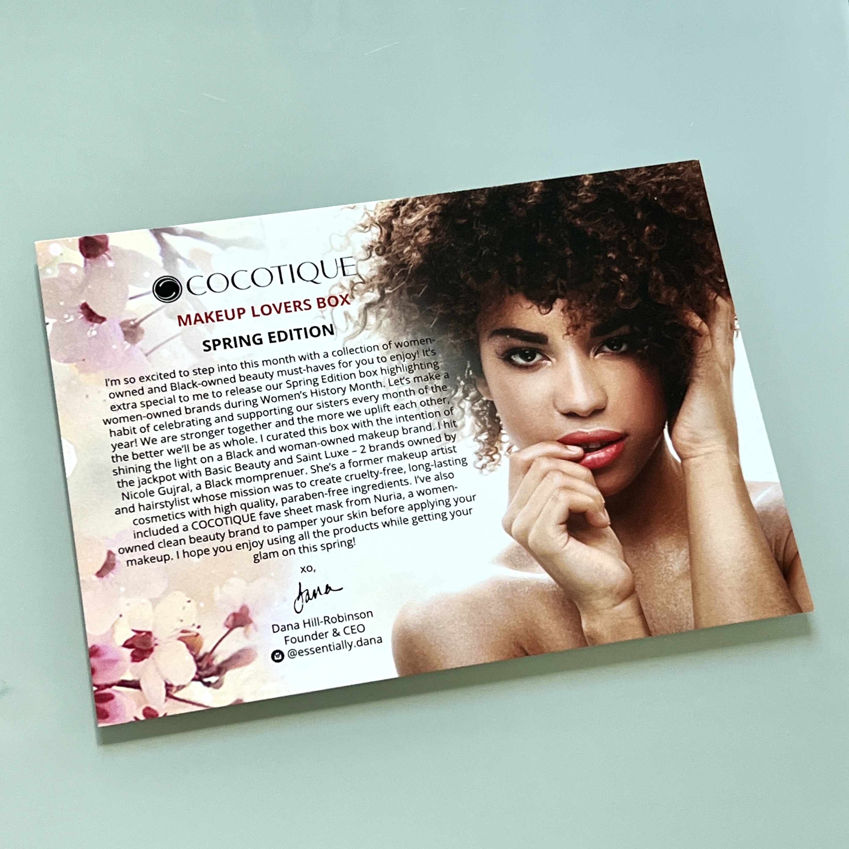 Front of Card for Cocotique Makeup Lovers Box Spring 2022