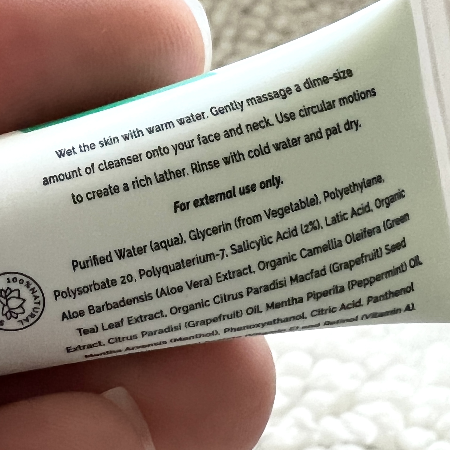 Back of Perfec-Tone Exfoliating Cleanser for Cocotique May 2022