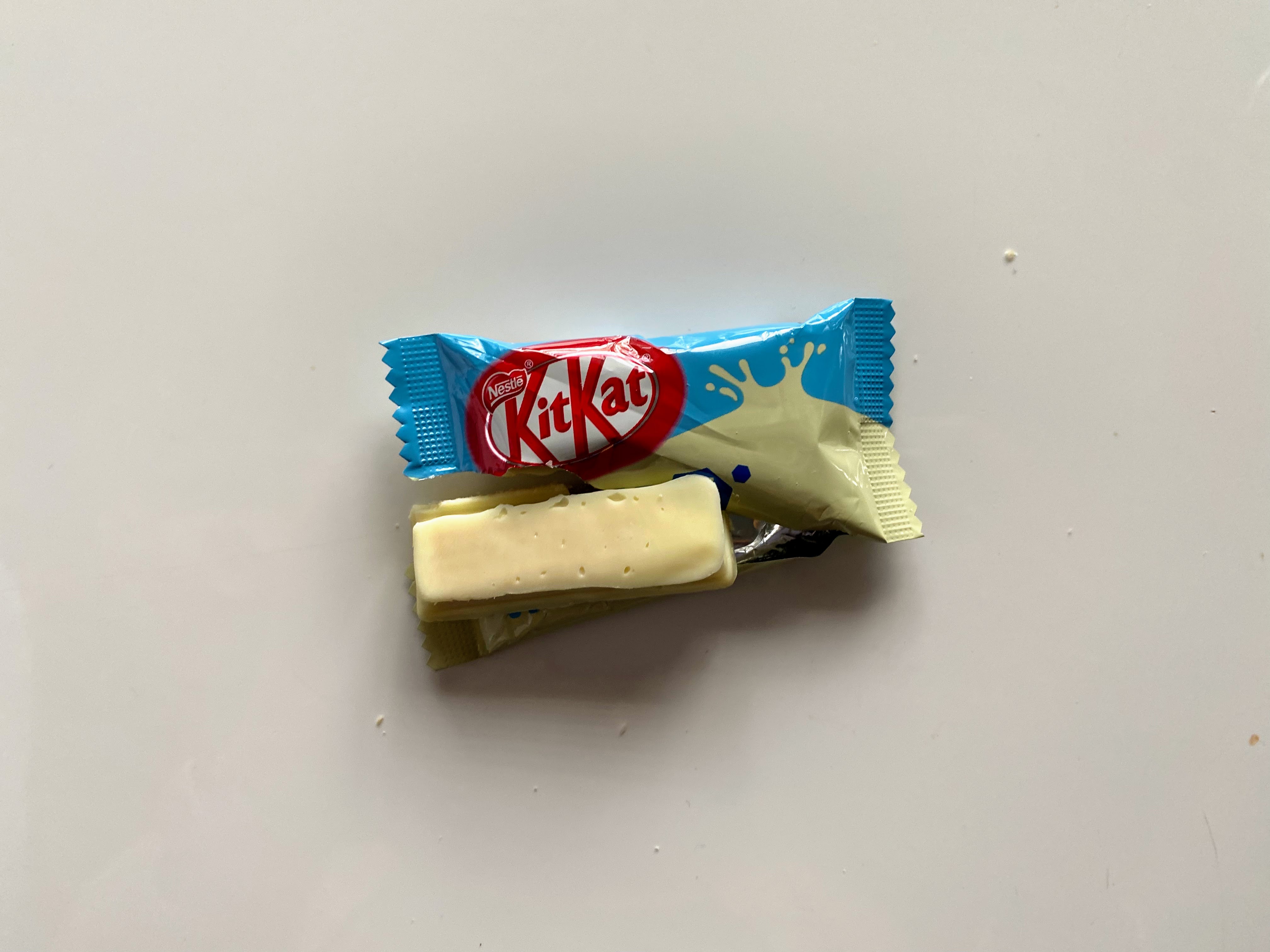 opened white chocolate kitkat