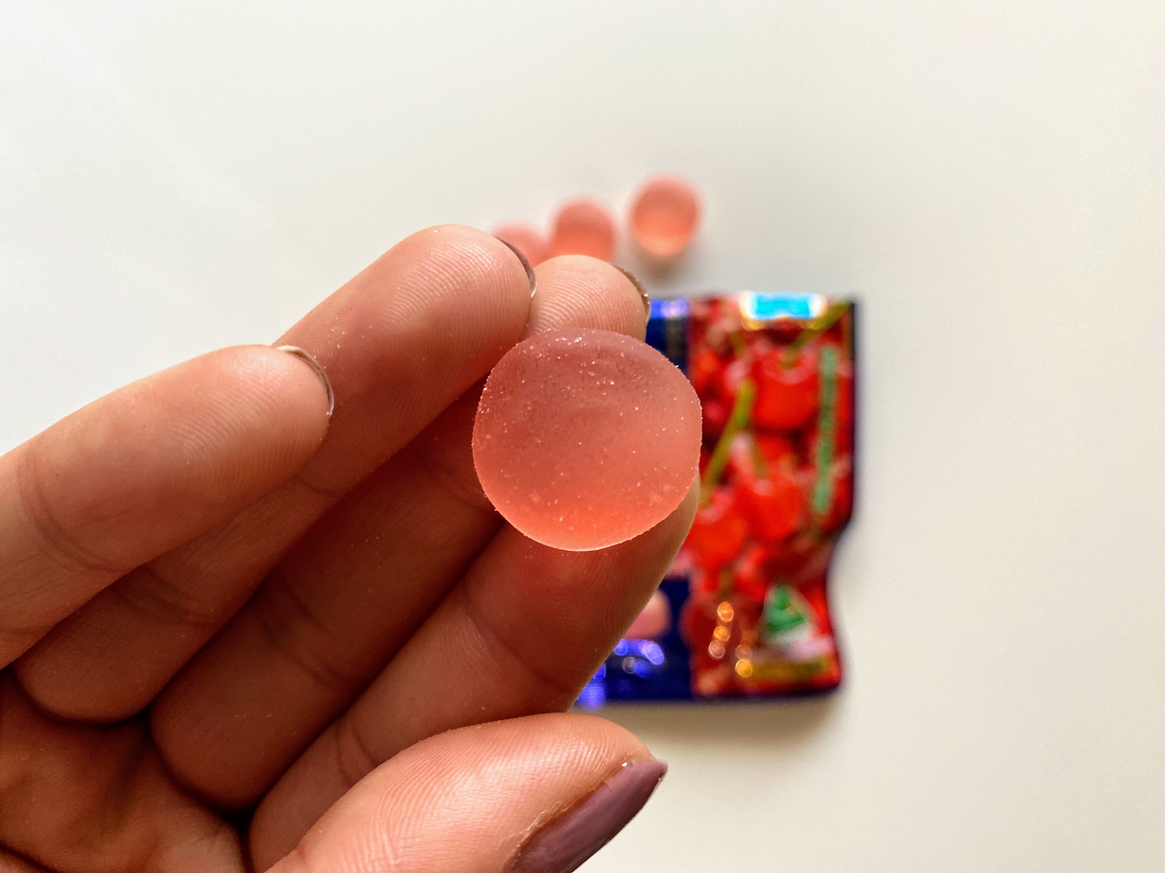 Close up of Cherry Gummies from the Japan Crate July 2022