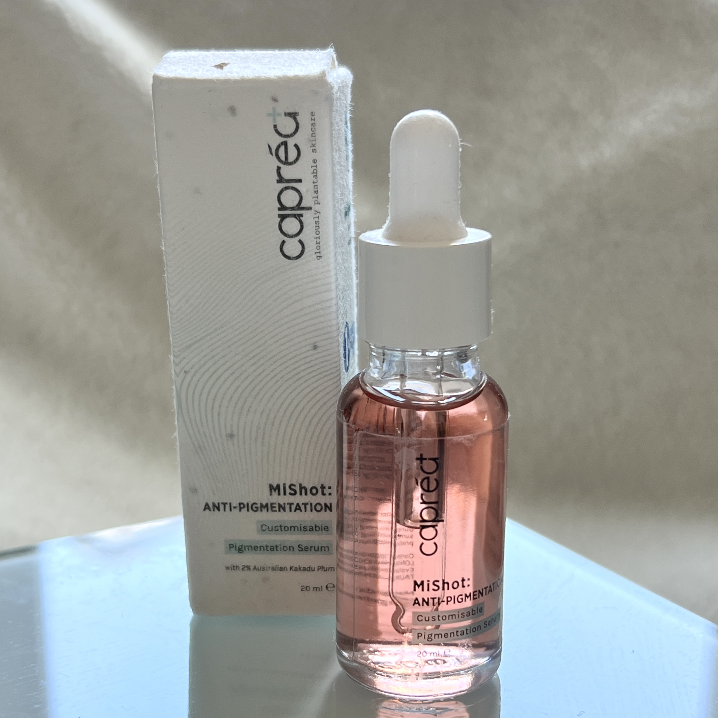 Front of Caprea MiShot Serum for The Beauty Box by Bombay and Cedar May 2022