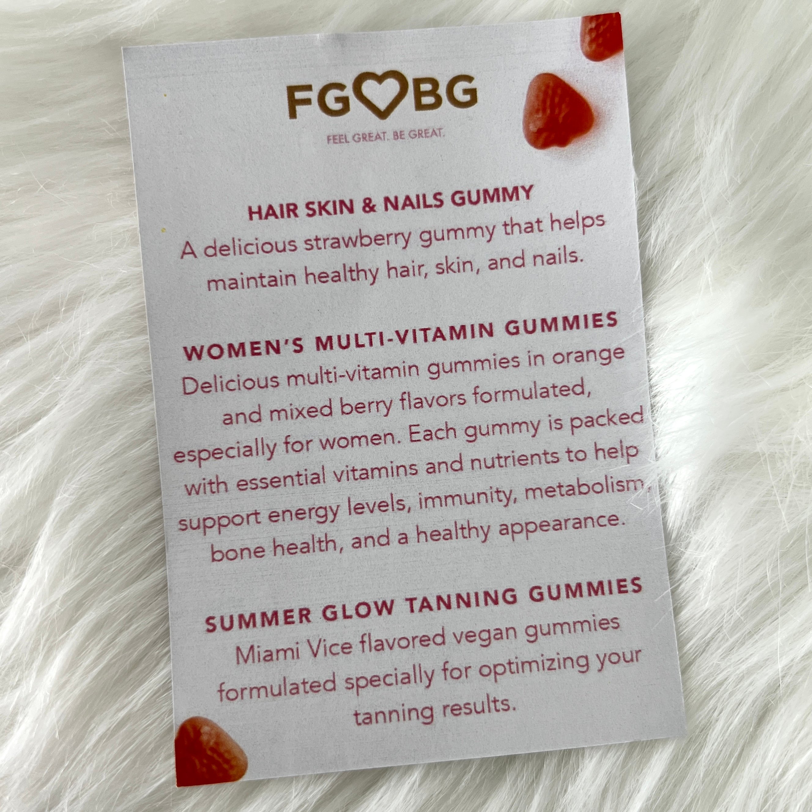 Card for FGBG Gummy Vites for GlossyBox June 2022